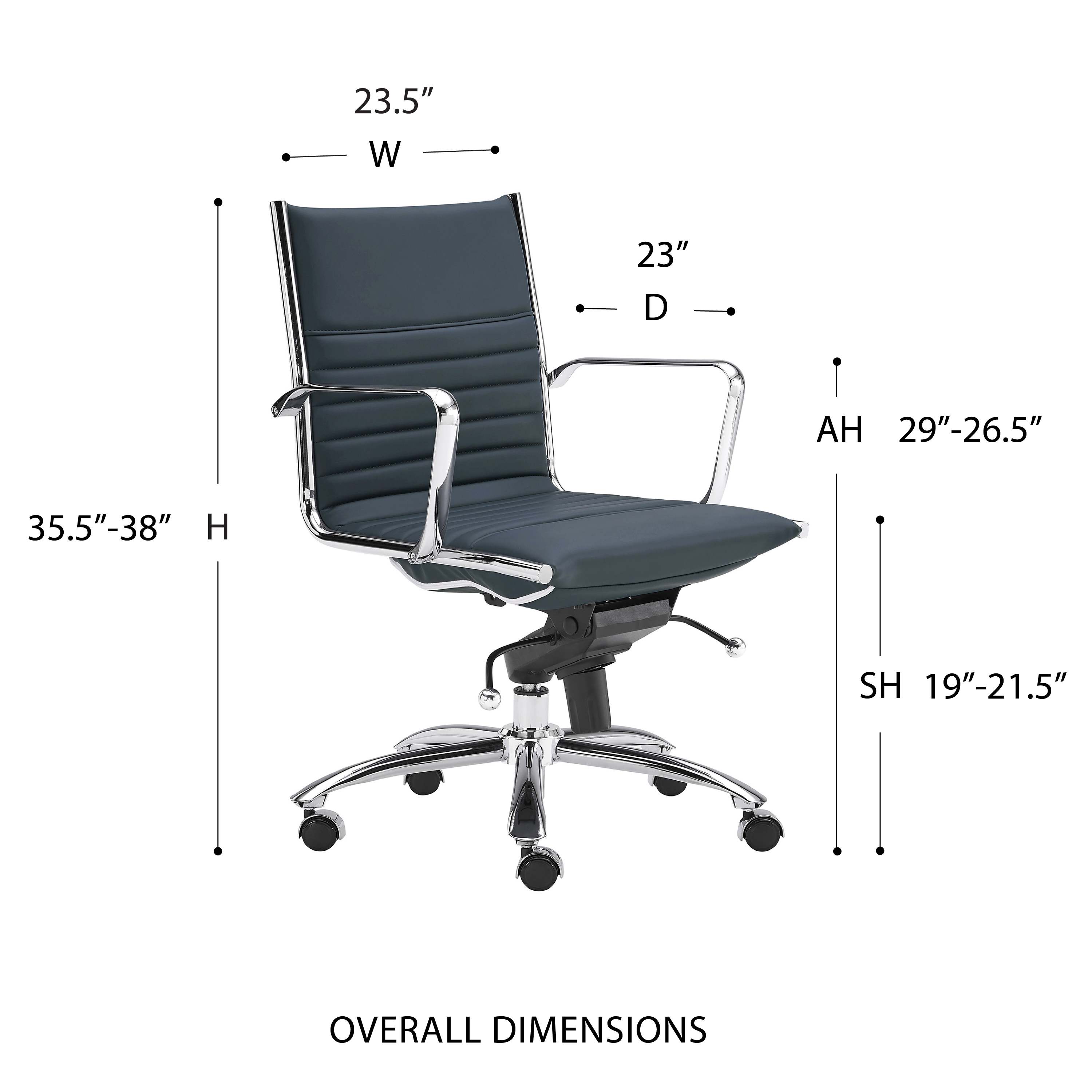 ES506 Low-Back in Blue with Chromed Steel Base (Explanation)