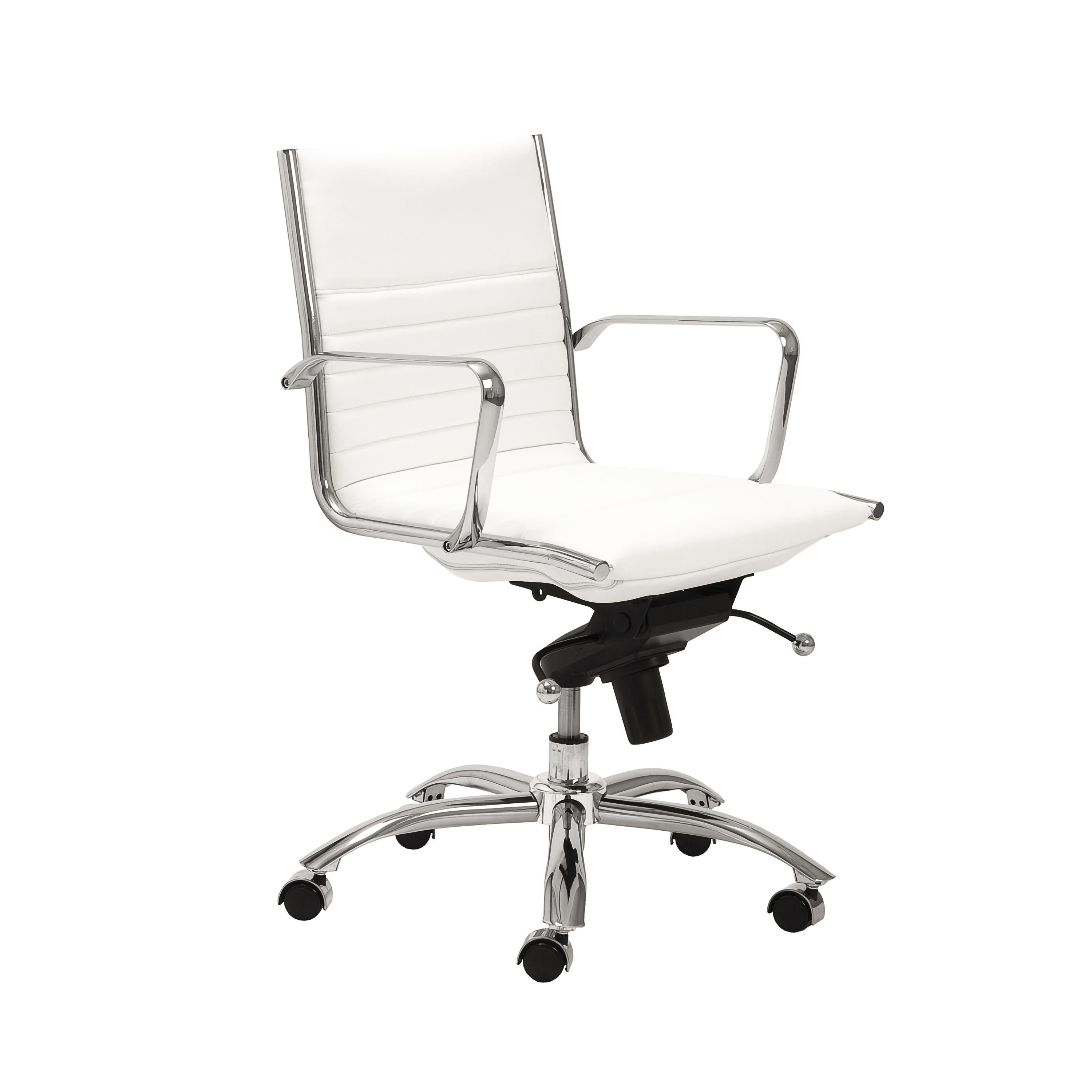 ES506 Low-Back Chair in White with Chromed Steel Base