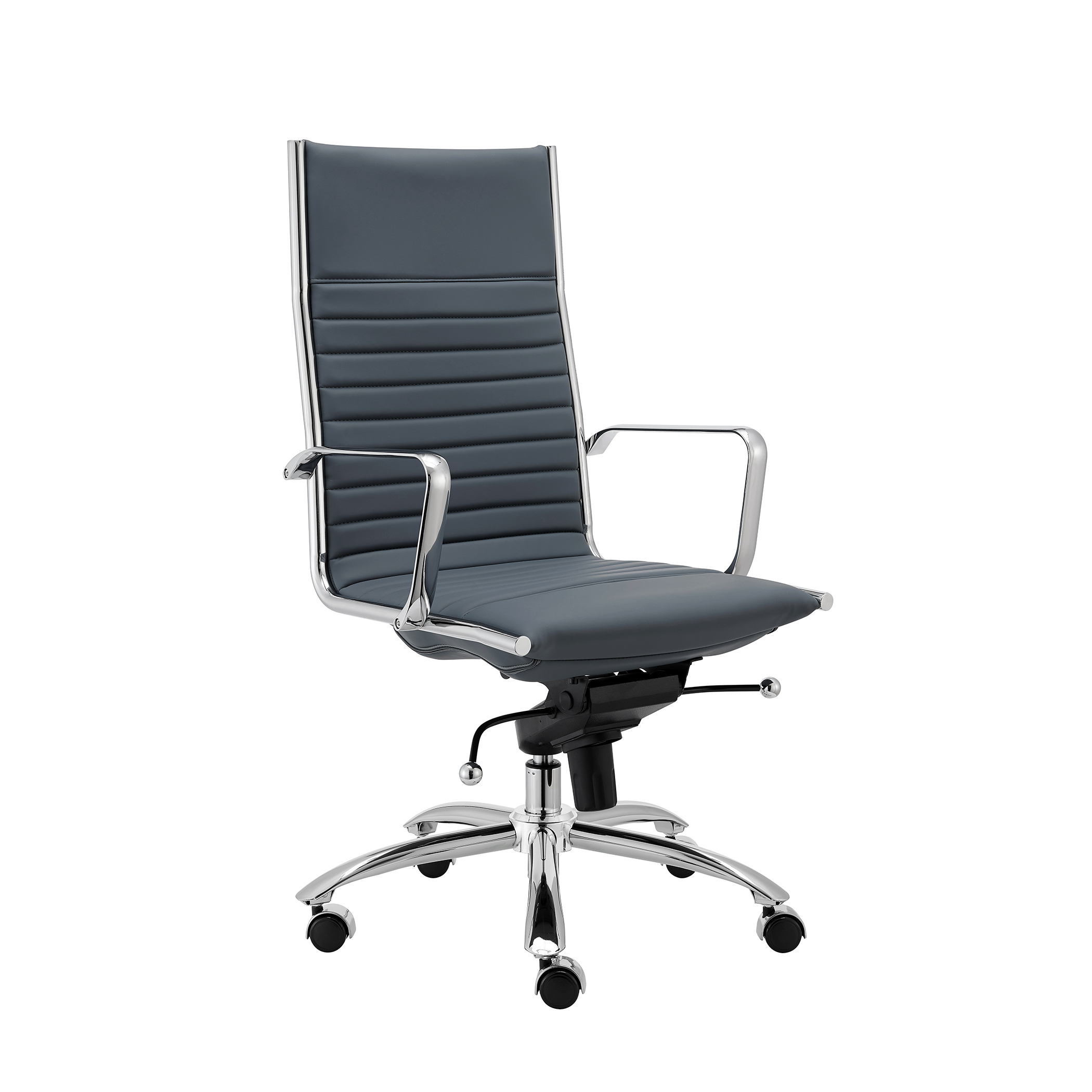 ES506 High-Back Chair in Blue with Chromed Steel Base