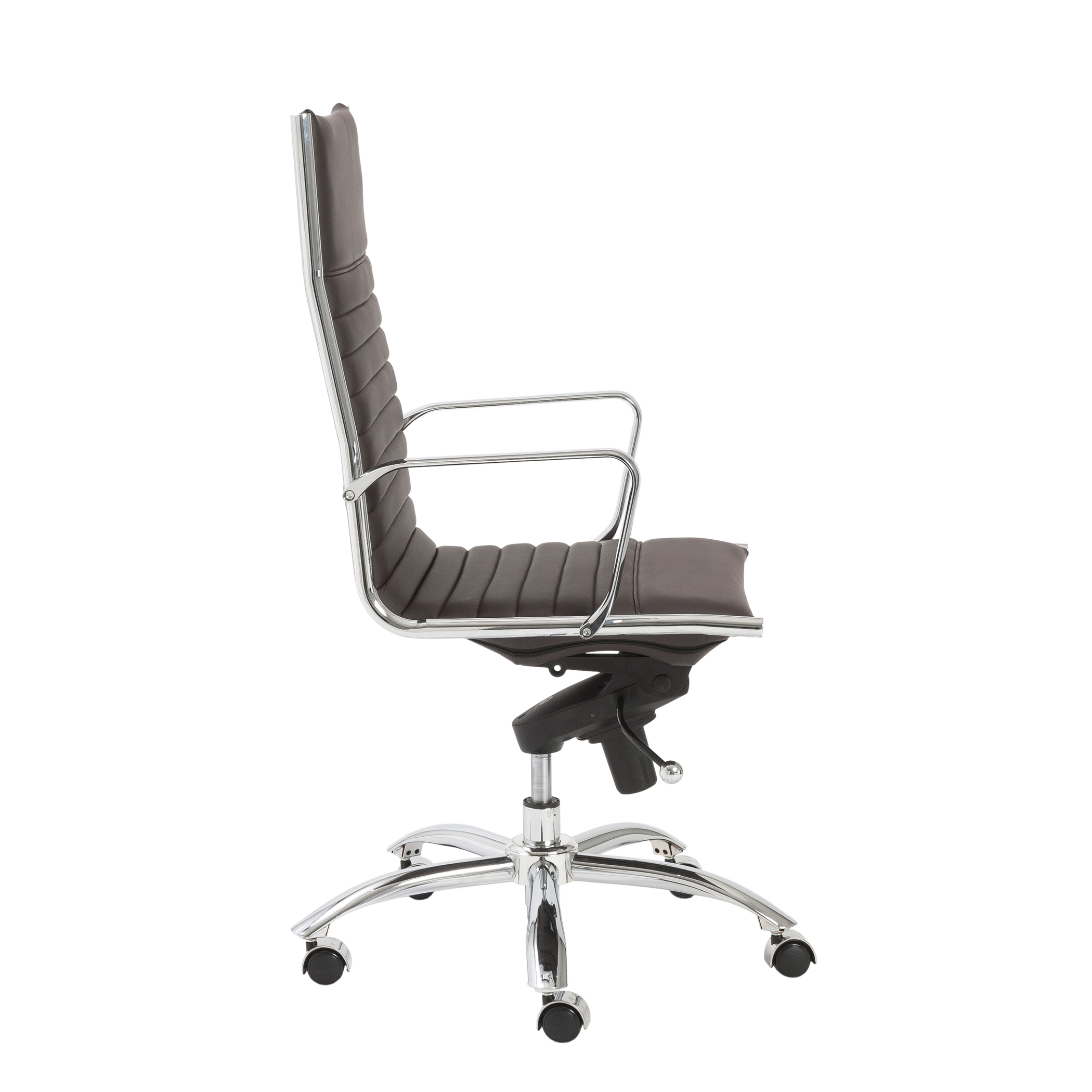 ES506 High-Back Chair in Brown with Chromed Steel Base