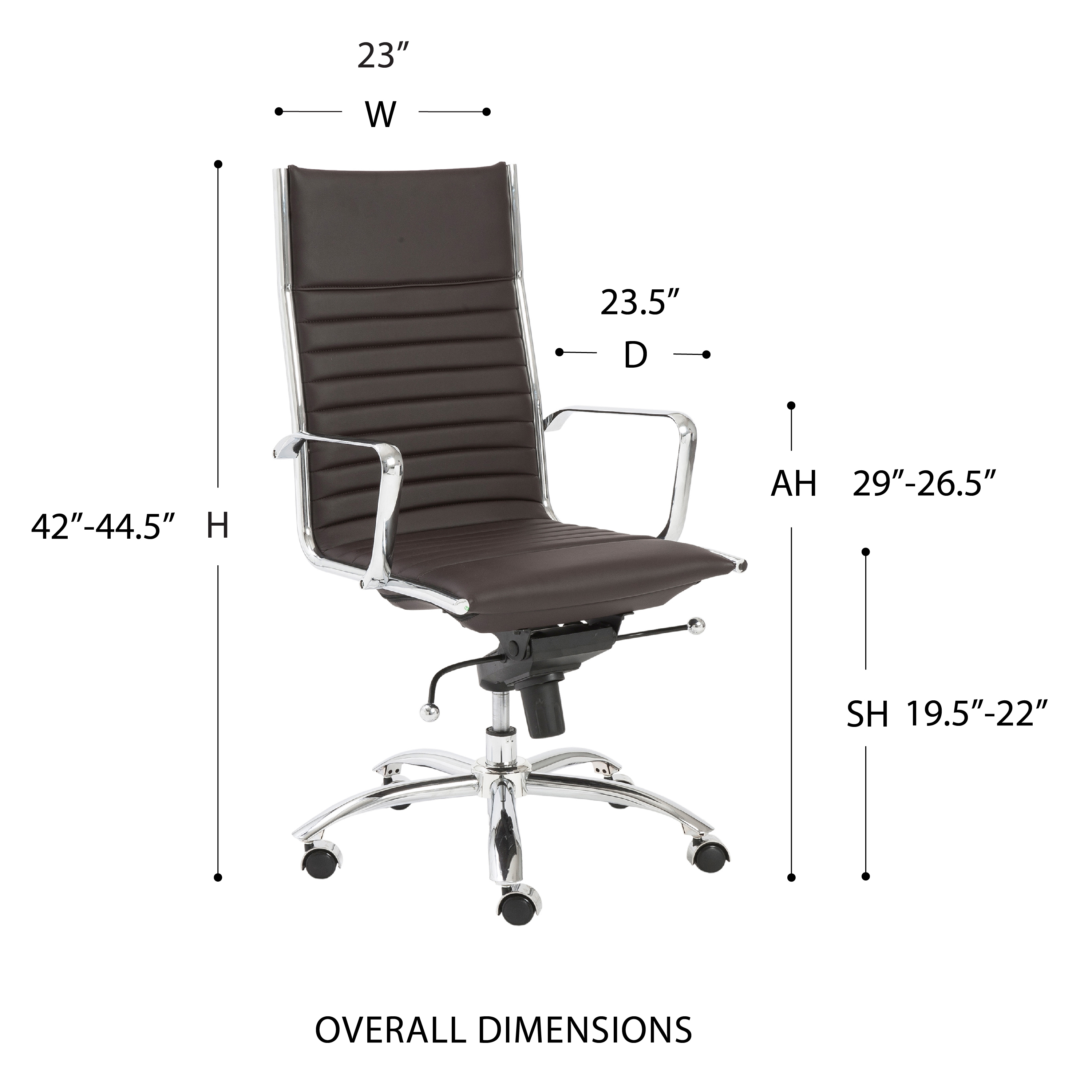 ES506 High-Back Chair in Brown with Chromed Steel Base