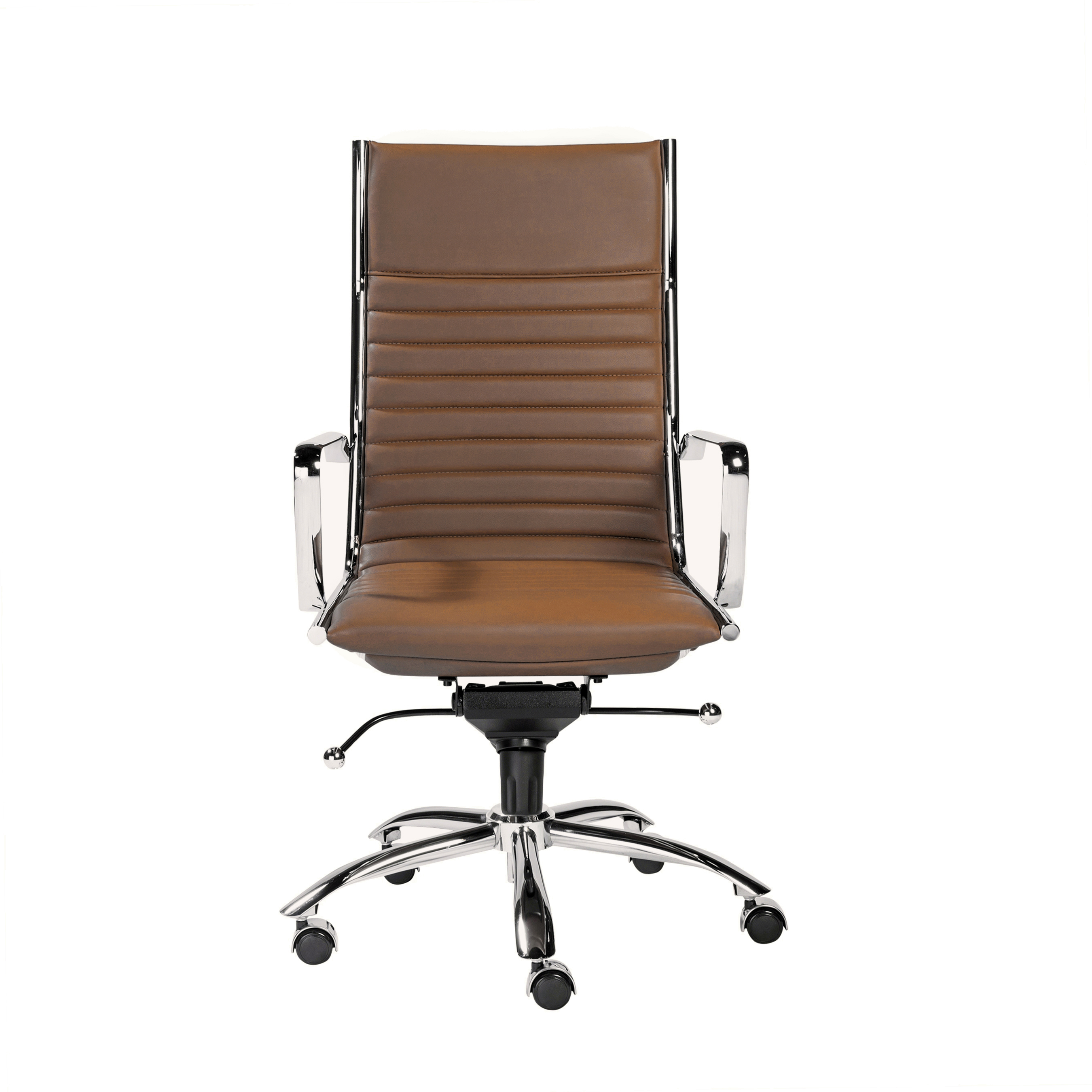 ES506 High-Back Chair in Dark Caramel with Chromed Steel Base