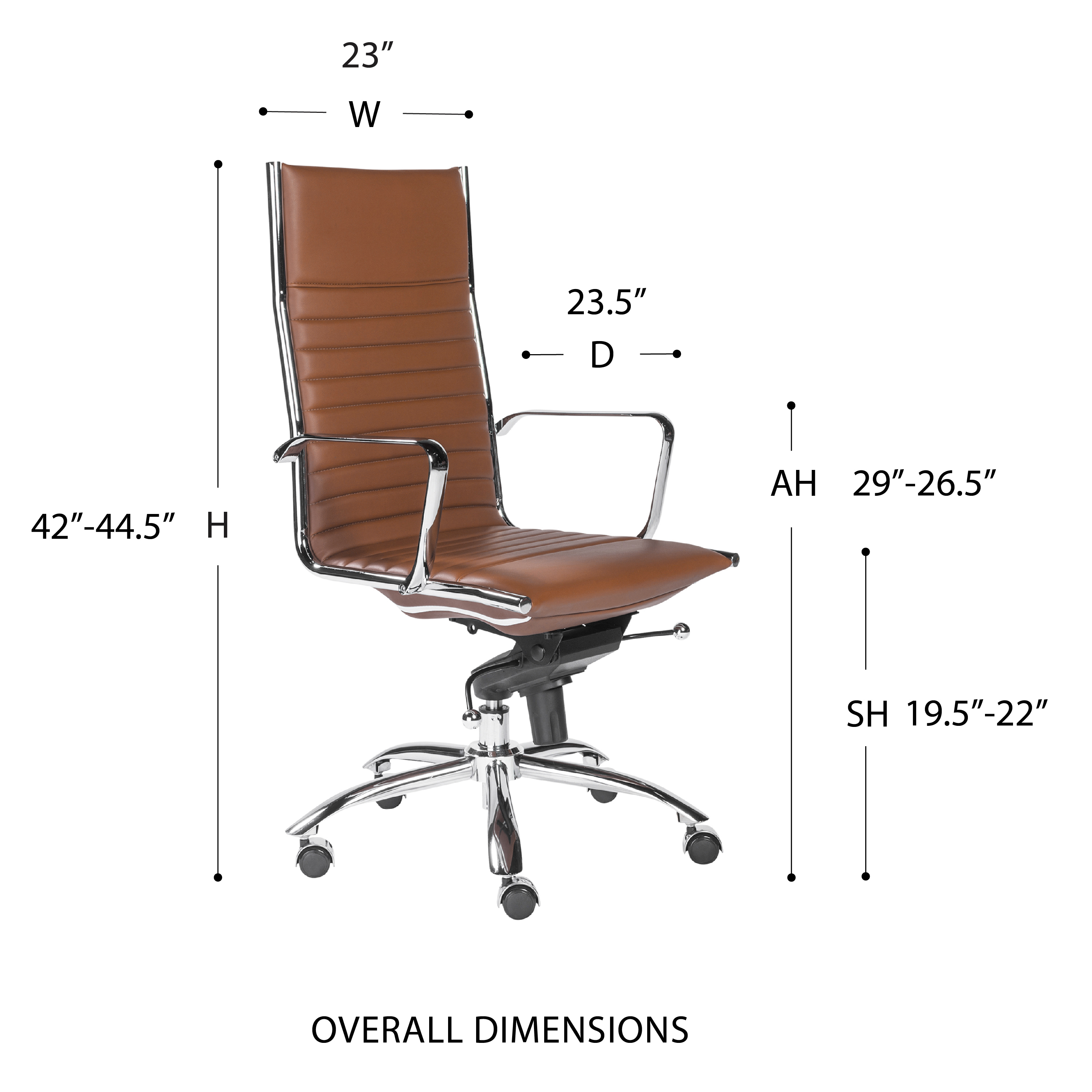 ES506 High-Back Chair in Dark Caramel with Chromed Steel Base
