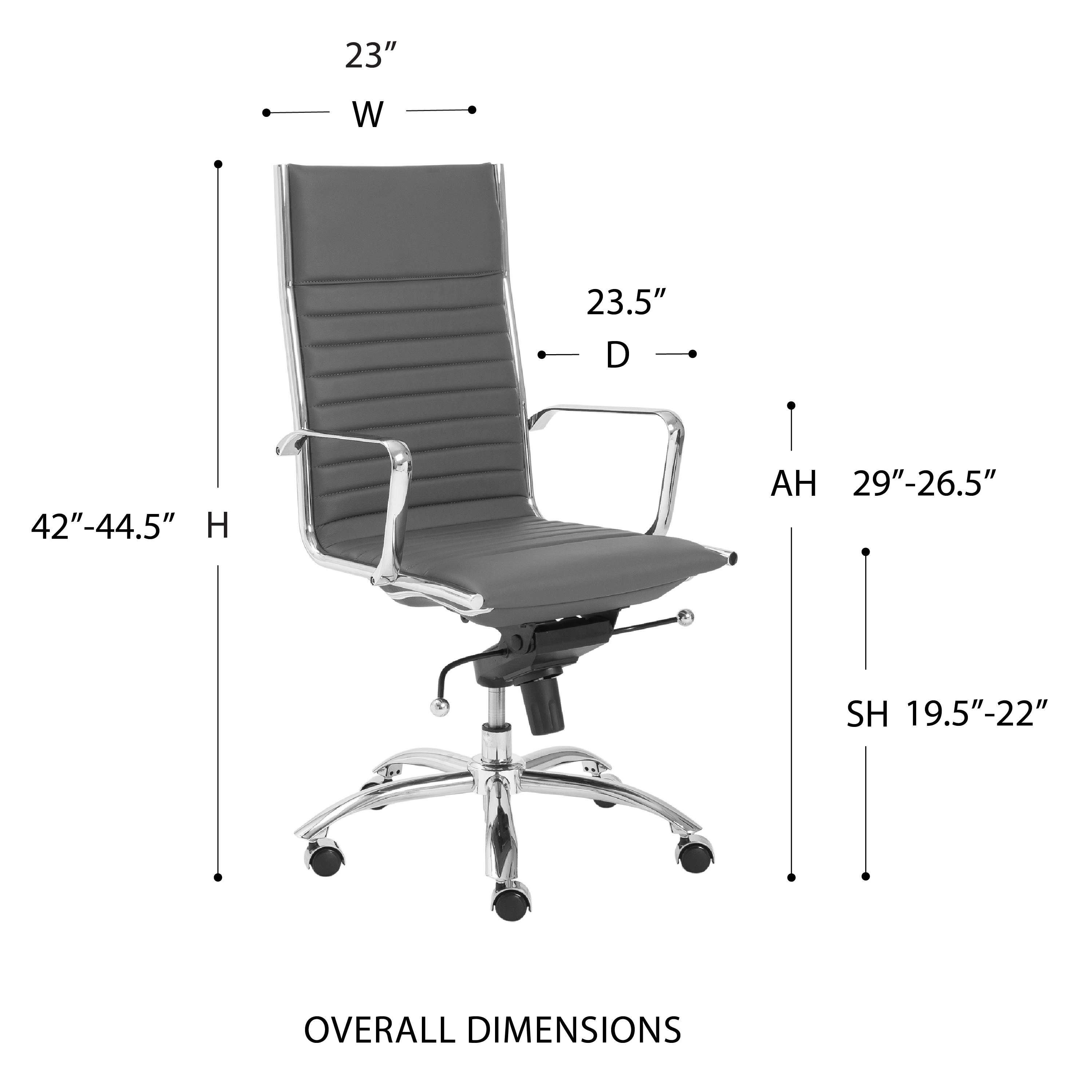 ES506 High-Back Chair in Gray with Chromed Steel Base (Explanation)