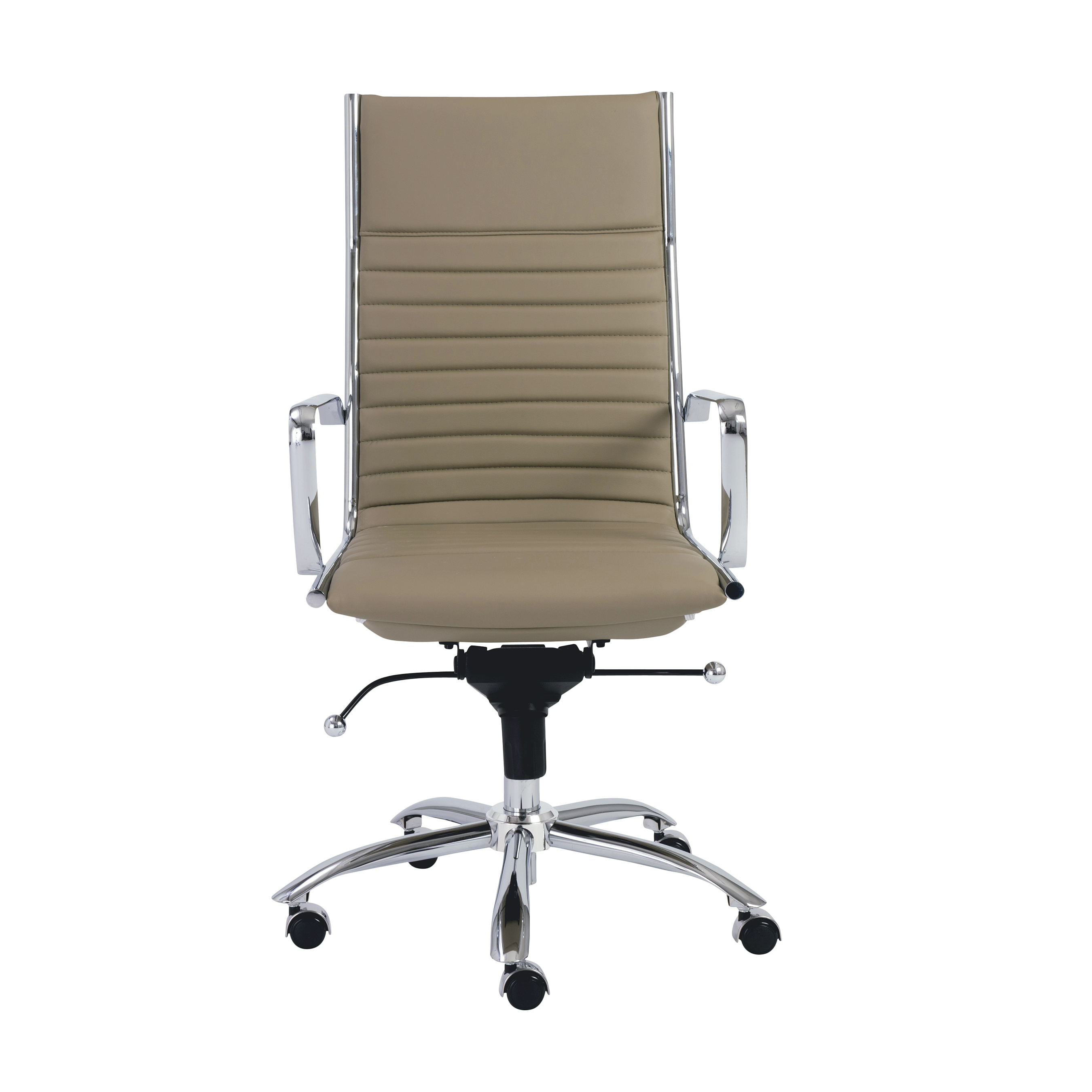 ES506 High-Back Chair in Taupe with Chromed Steel Base