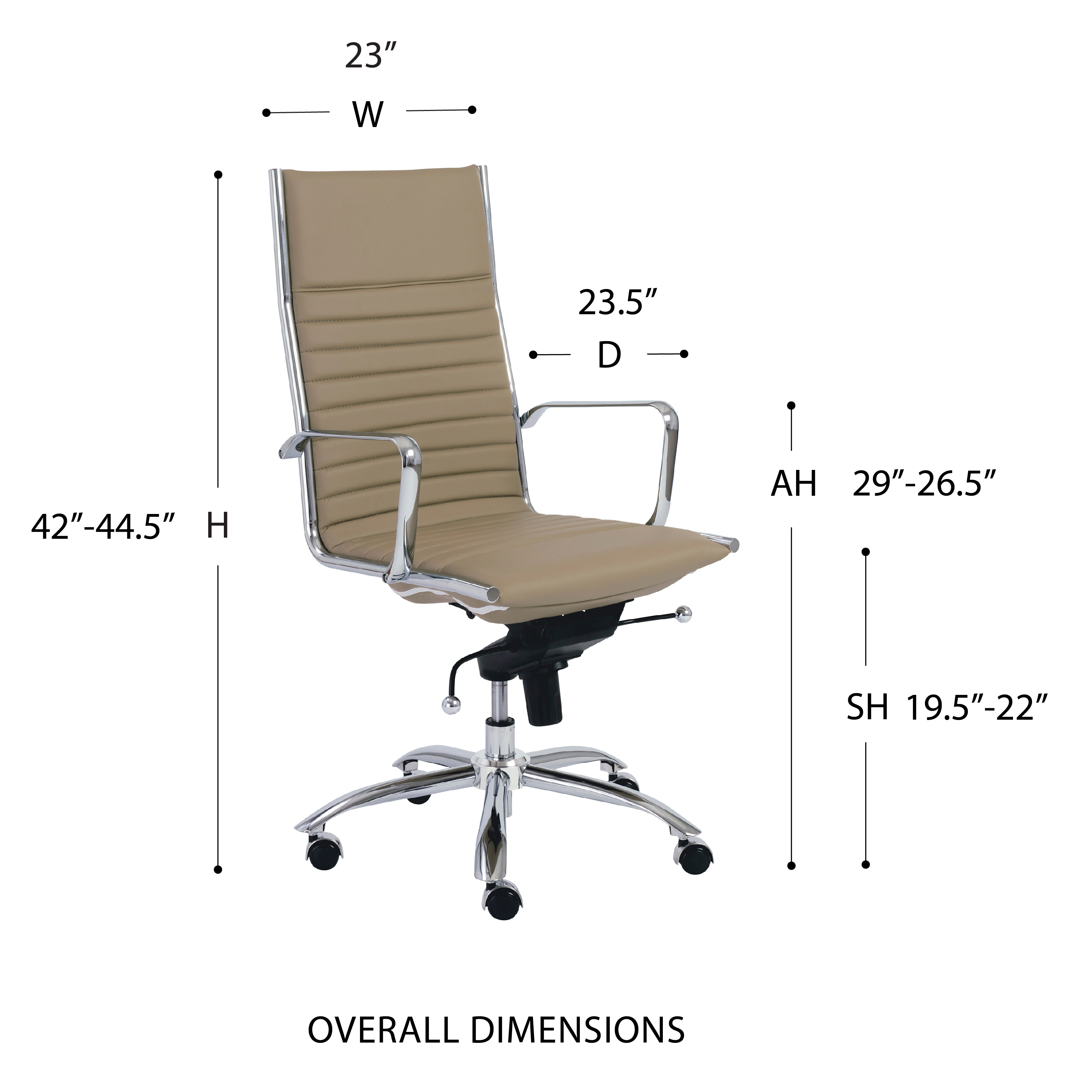 ES506 High-Back Chair in Taupe with Chromed Steel Base (Explanation)