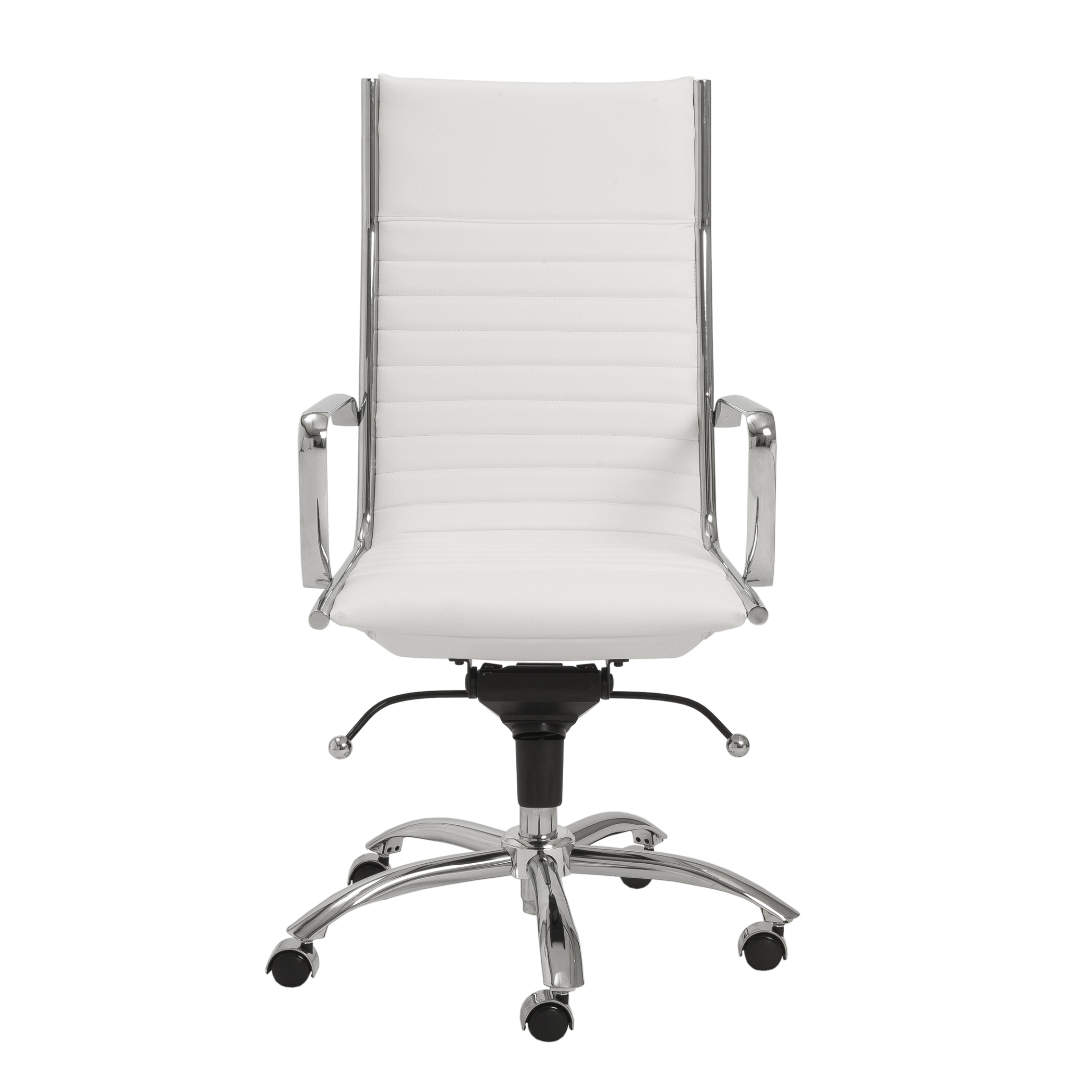 ES506 High-Back Chair in White with Chromed Steel Base