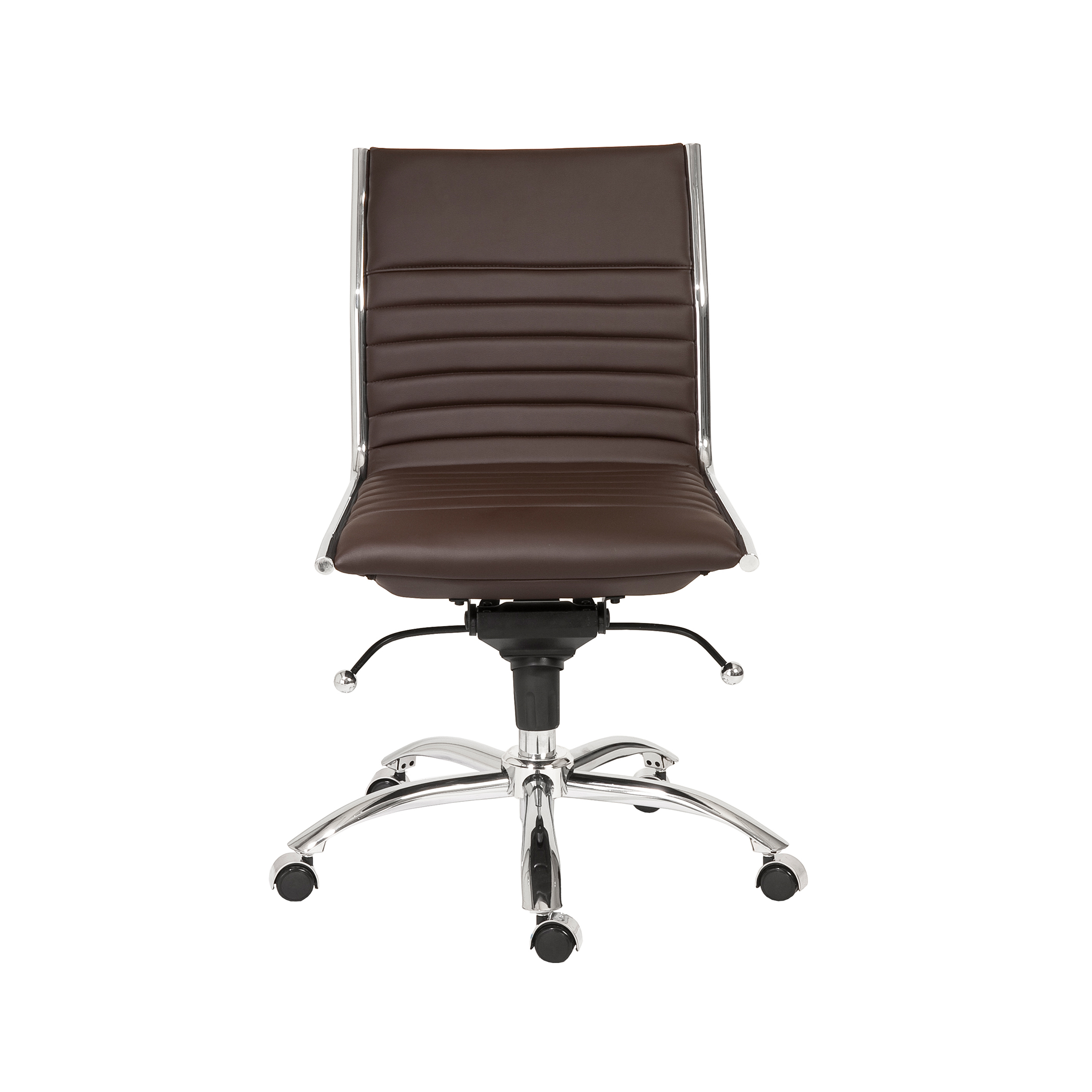 ES506 Armless Chair in Brown with Chromed Steel Base