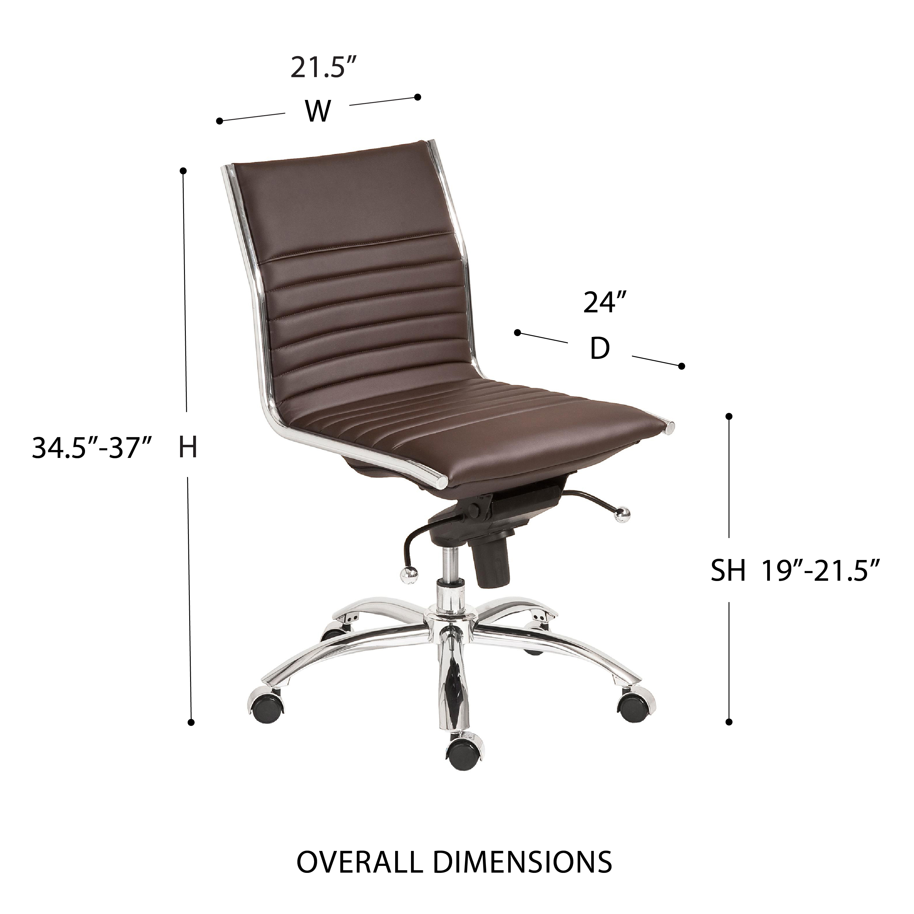 ES506 Armless Chair in Brown with Chromed Steel Base (Explanation)