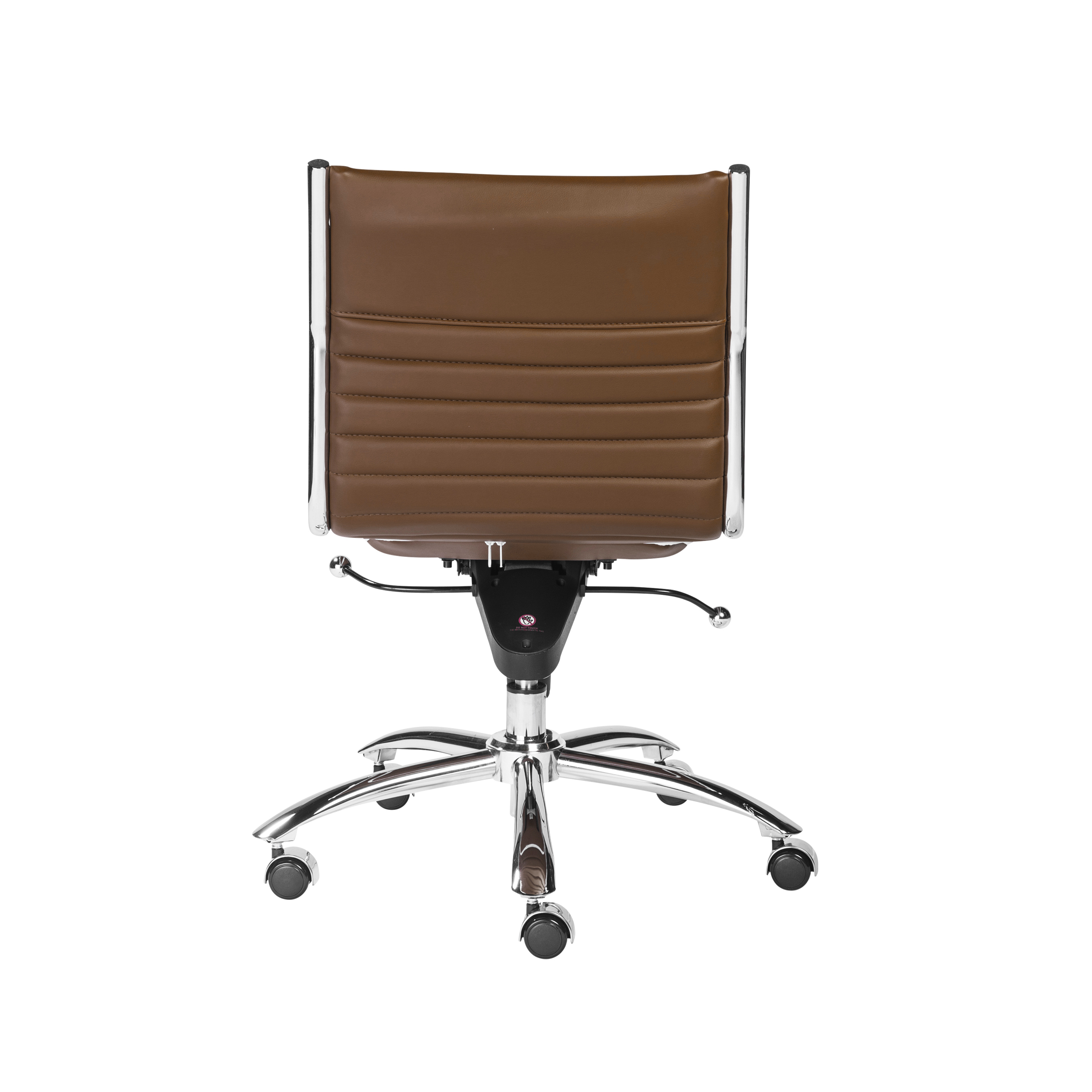 ES506 Armless Chair in Dark Caramel with Chromed Steel Base