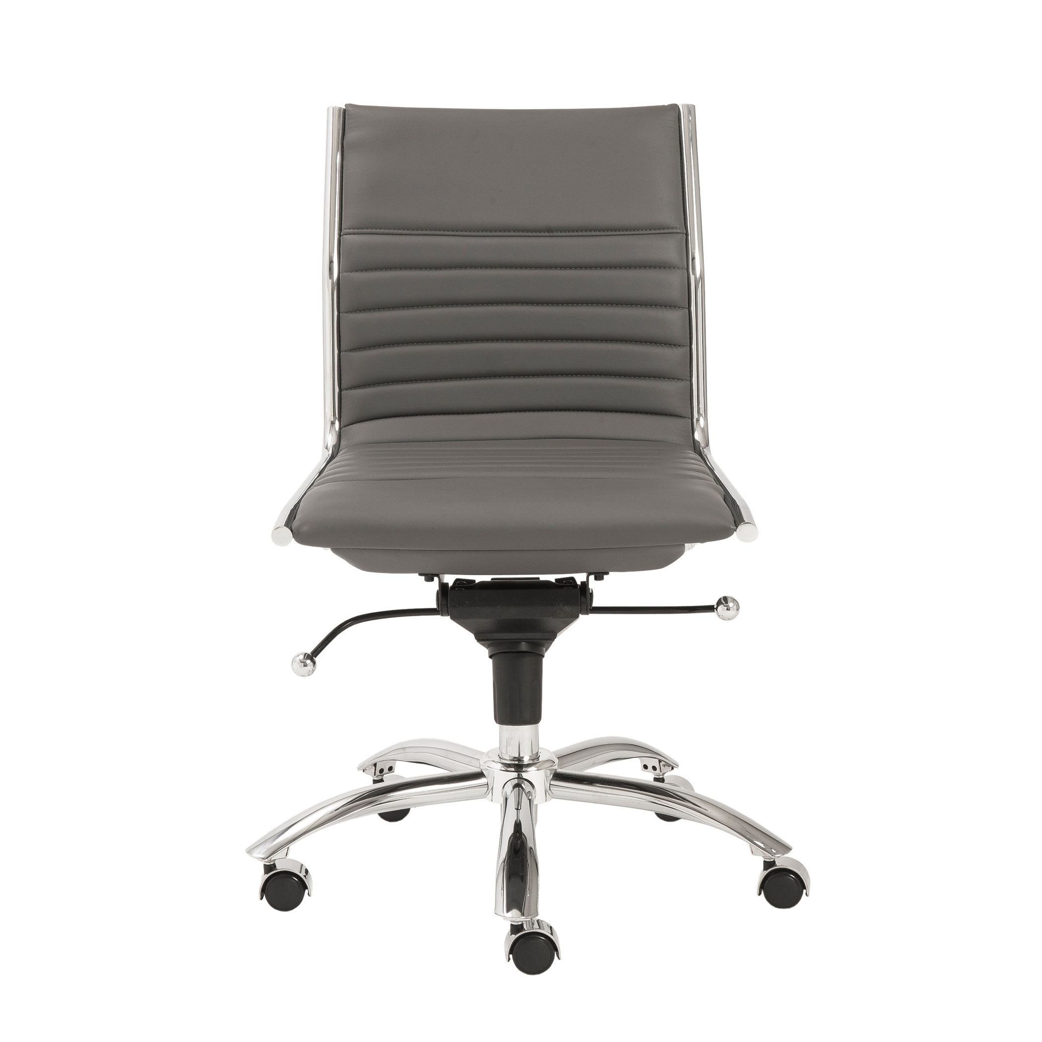 ES506 Armless Chair in Gray with Chromed Steel Base