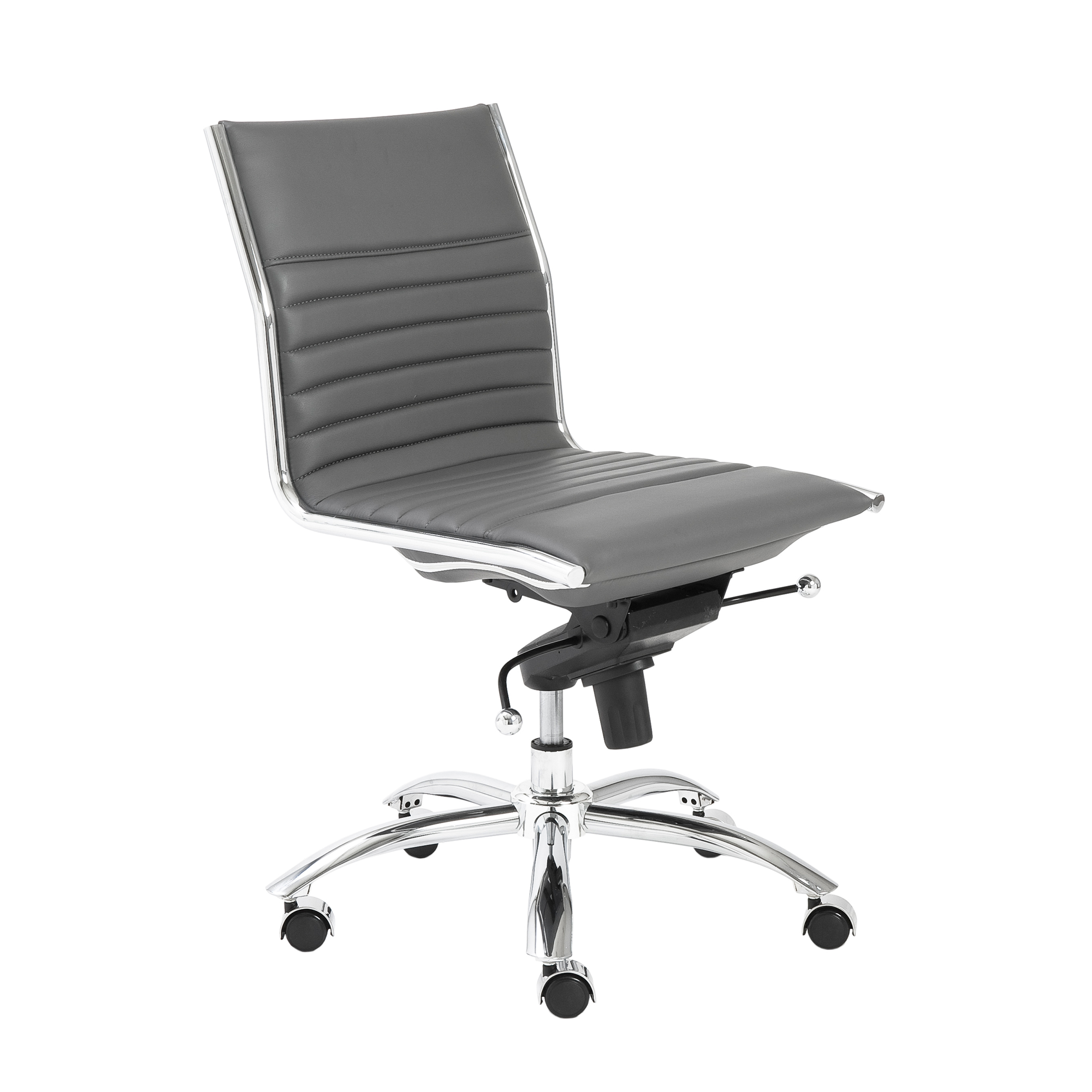 ES506 Armless Chair in Gray with Chromed Steel Base