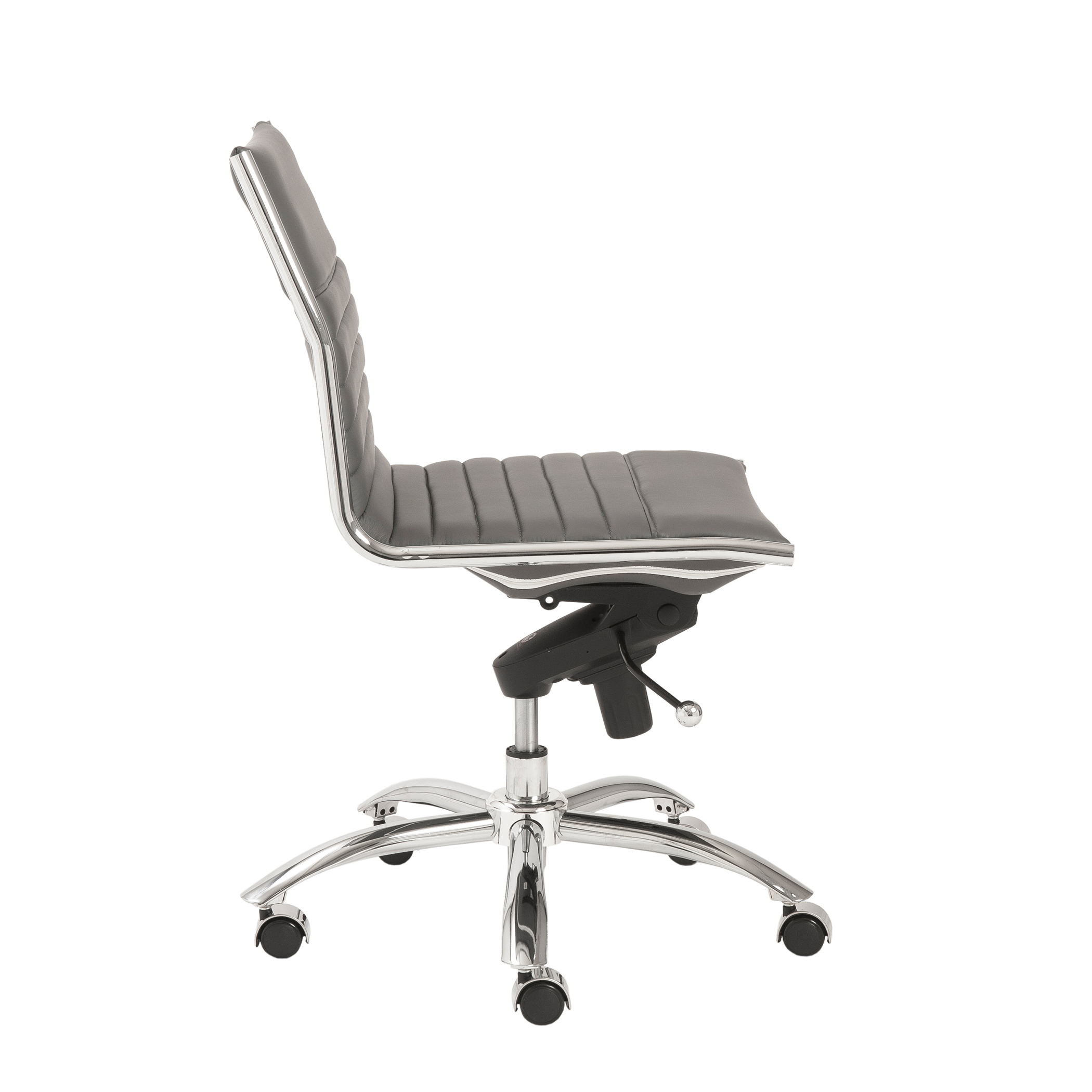 ES506 Armless Chair in Gray with Chromed Steel Base