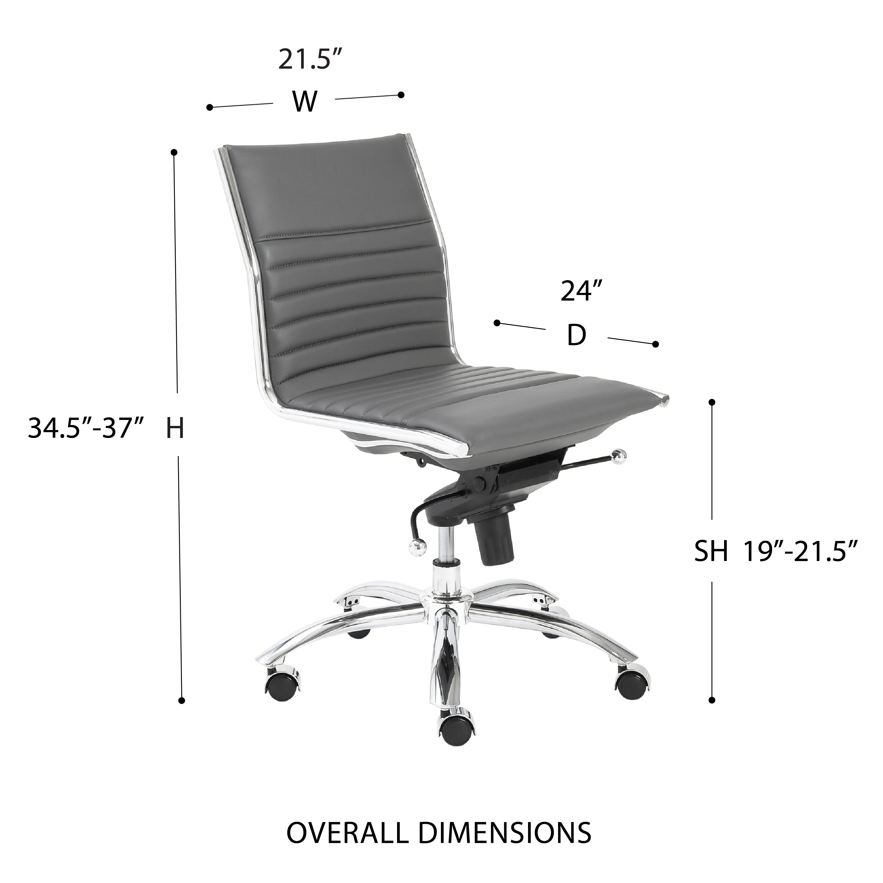 ES506 Armless Chair in Gray with Chromed Steel Base (Explanation)