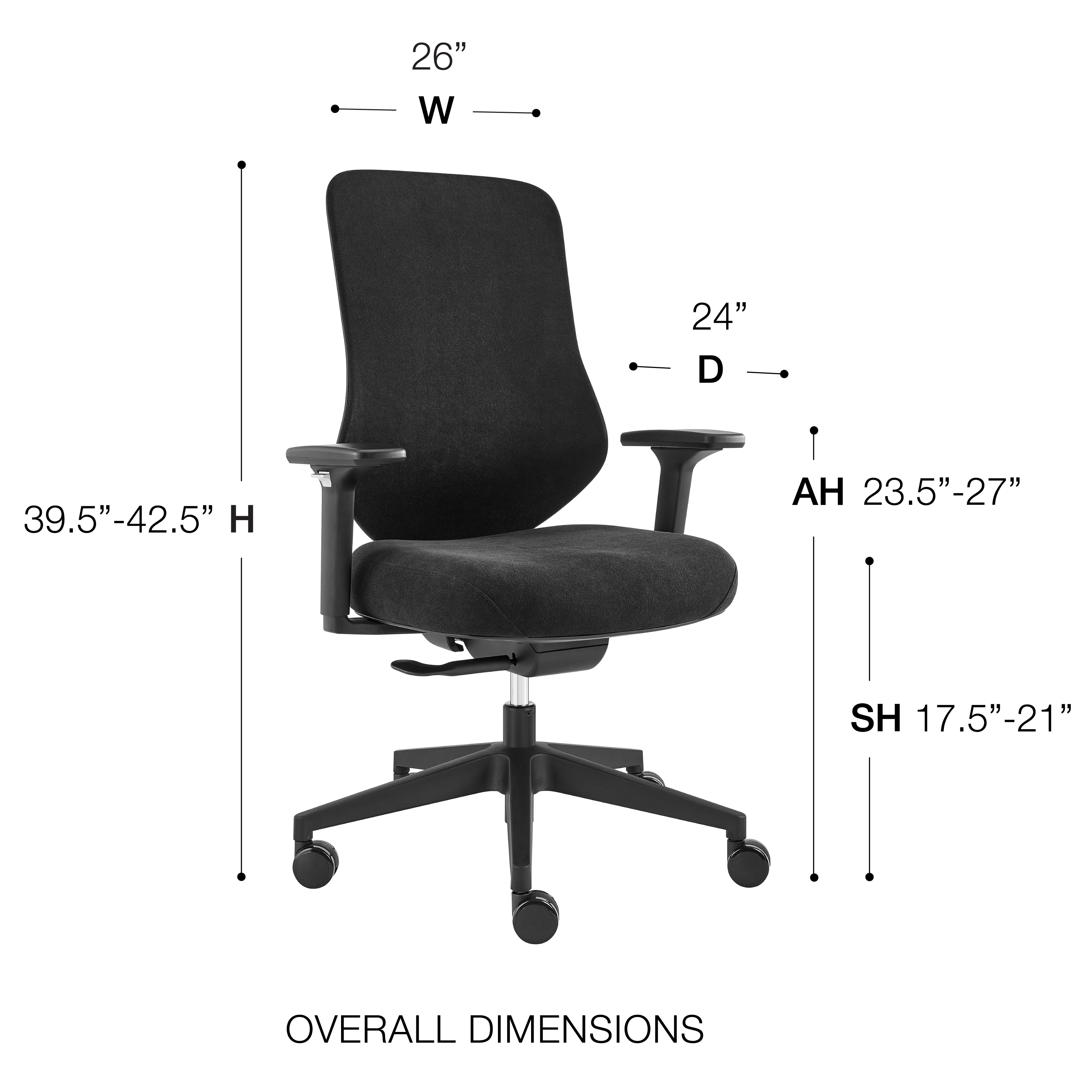 ES106 Task & Conference Chair in Black Fabric and Black Base (Explanation)
