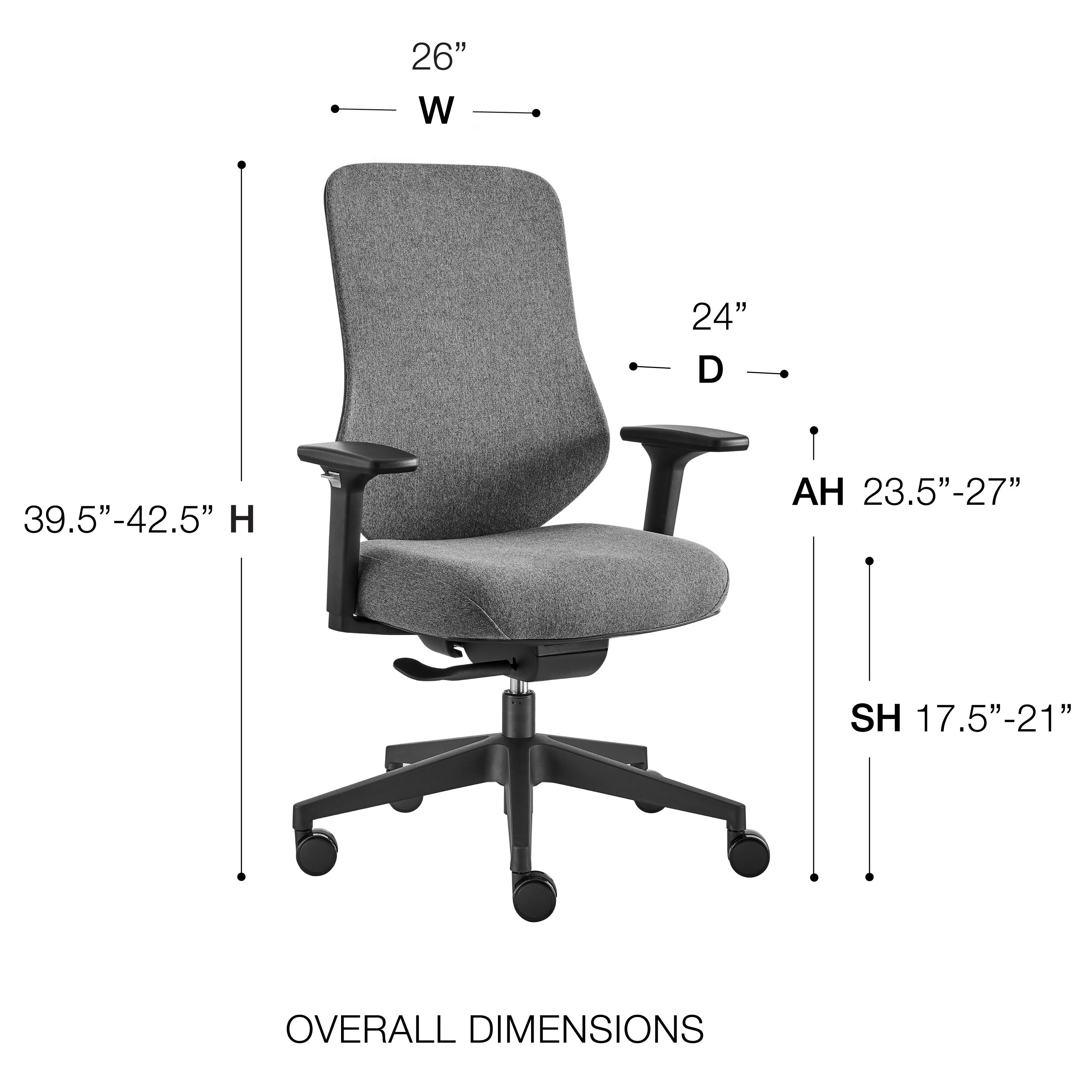 ES106 Task & Conference Chair in Gray Fabric and Black Base (Explanation)