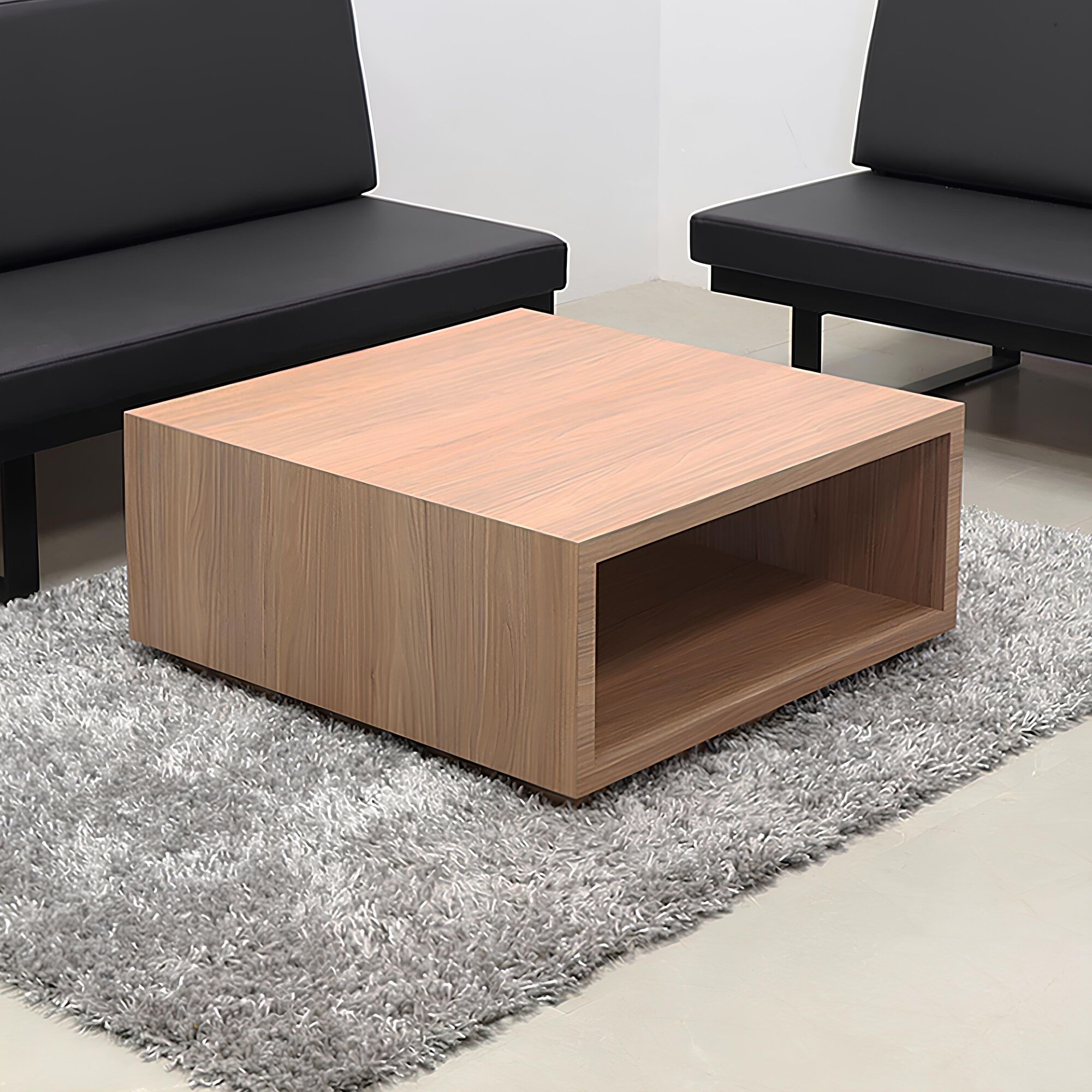 Albany Square Lobby Table in walnut heights laminate finish shown here.