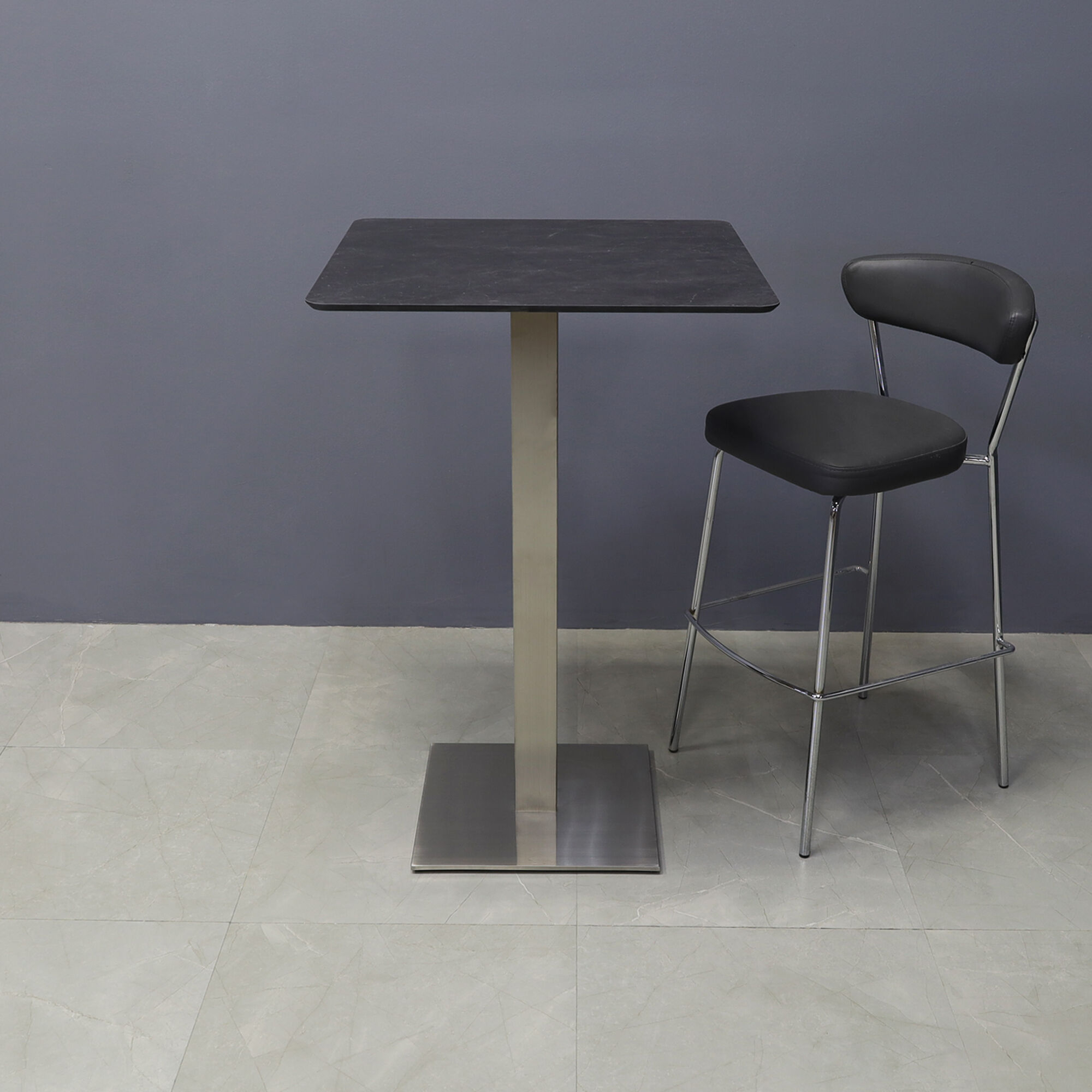 28-inch California Square Engineered Surface Bar Table in 1/2