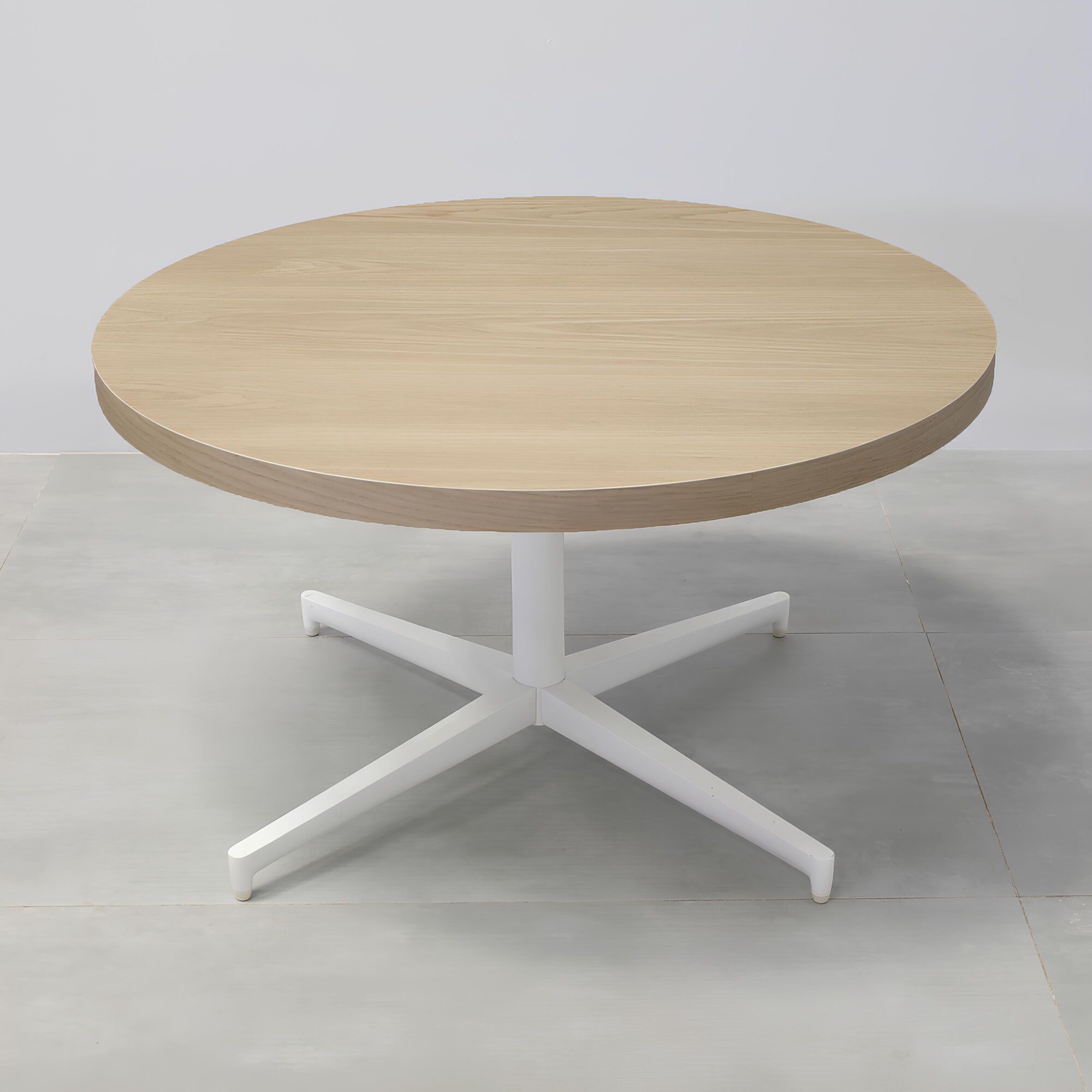 36-inch Newton Coffee Table with natural ash pvc top, and star base in white.