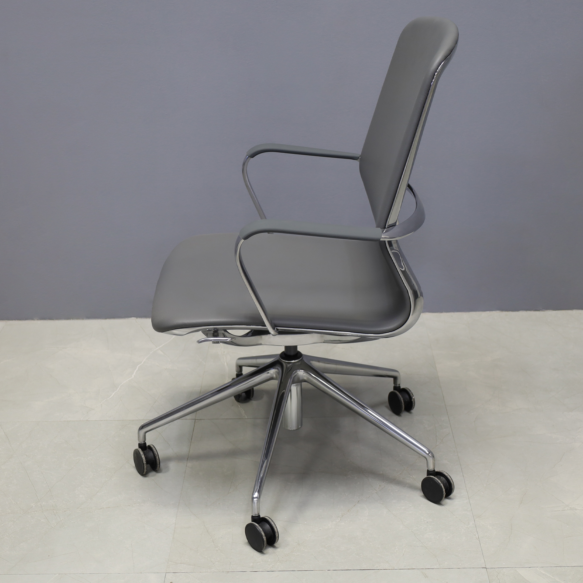 Arpina Conference and Meeting Room Chair in gray upholstery, shown here.