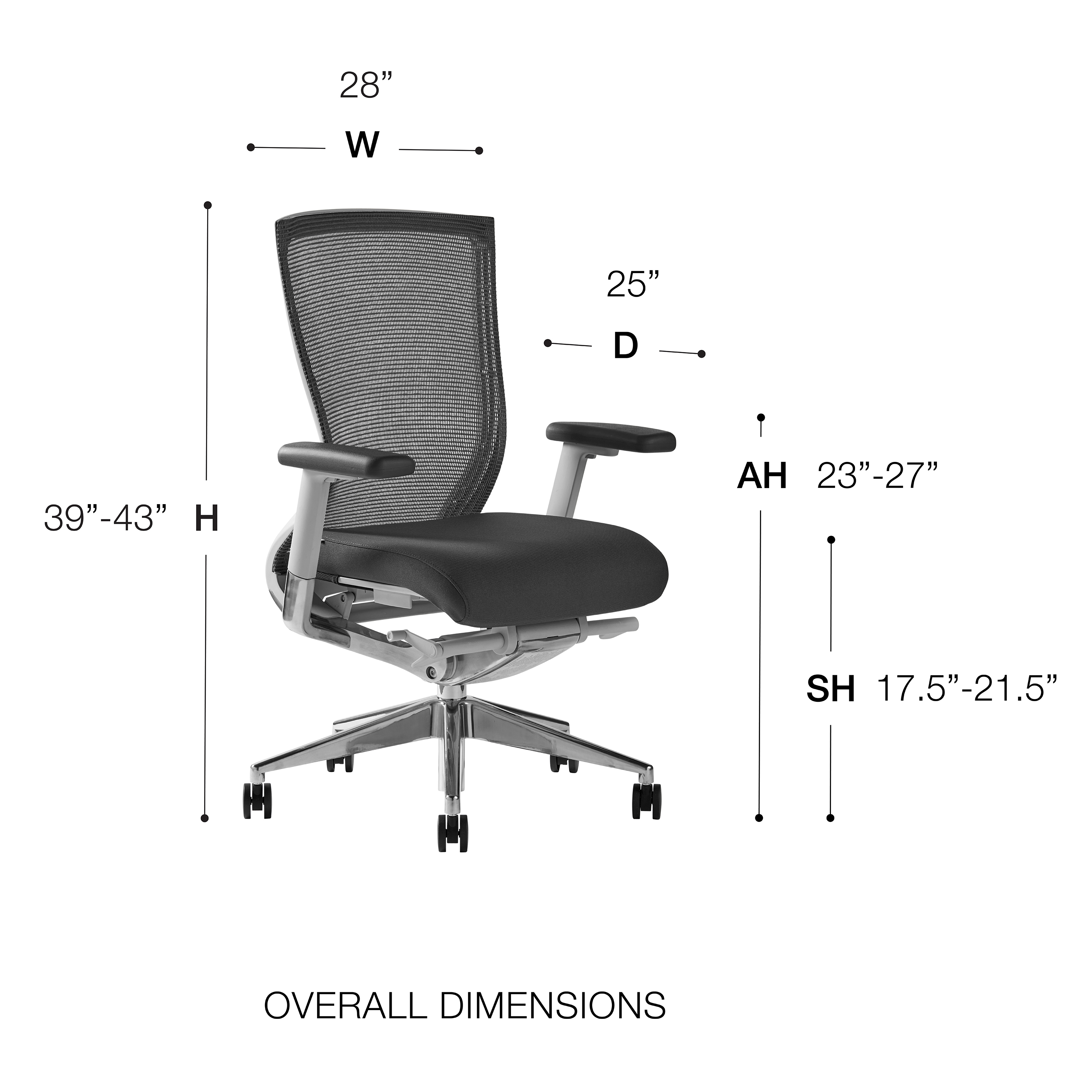 ES402 Task Chair in Gray Mesh and Fabric Seat with Polished Aluminum Base.(Explanation)
