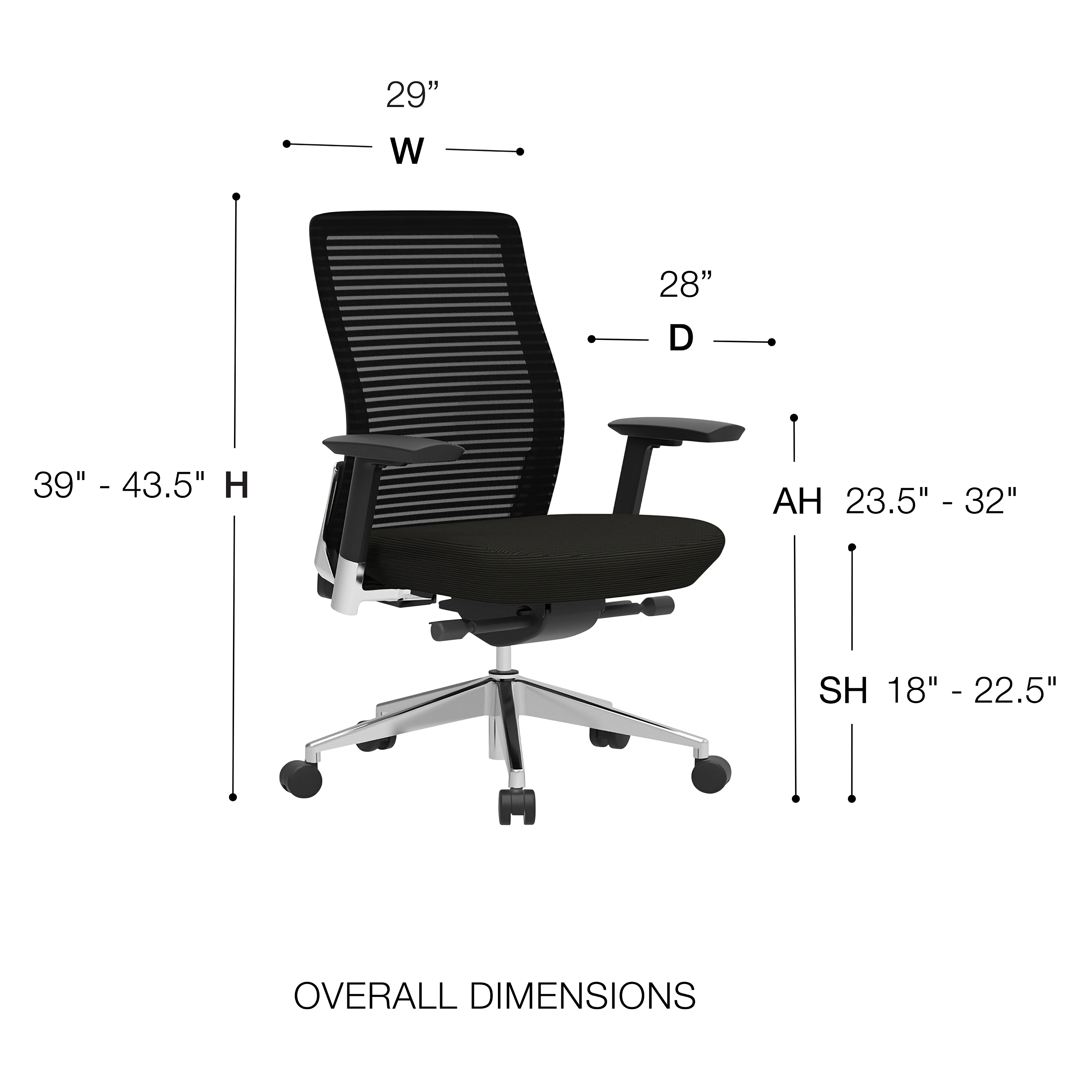 ES402 Task Chair in Black with Polished Aluminum