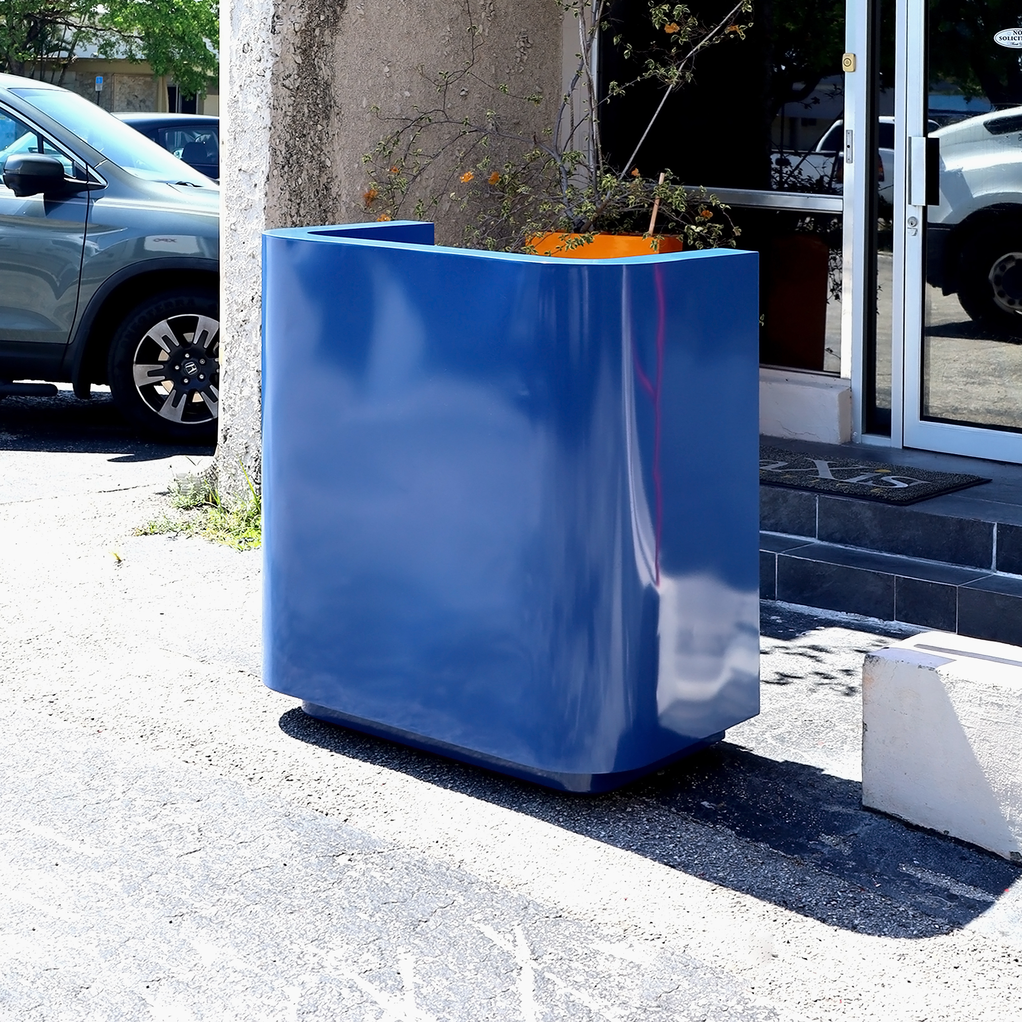 42-inch Valet Podium & Host Desk in Blue Metal Powder-Coated Finish.