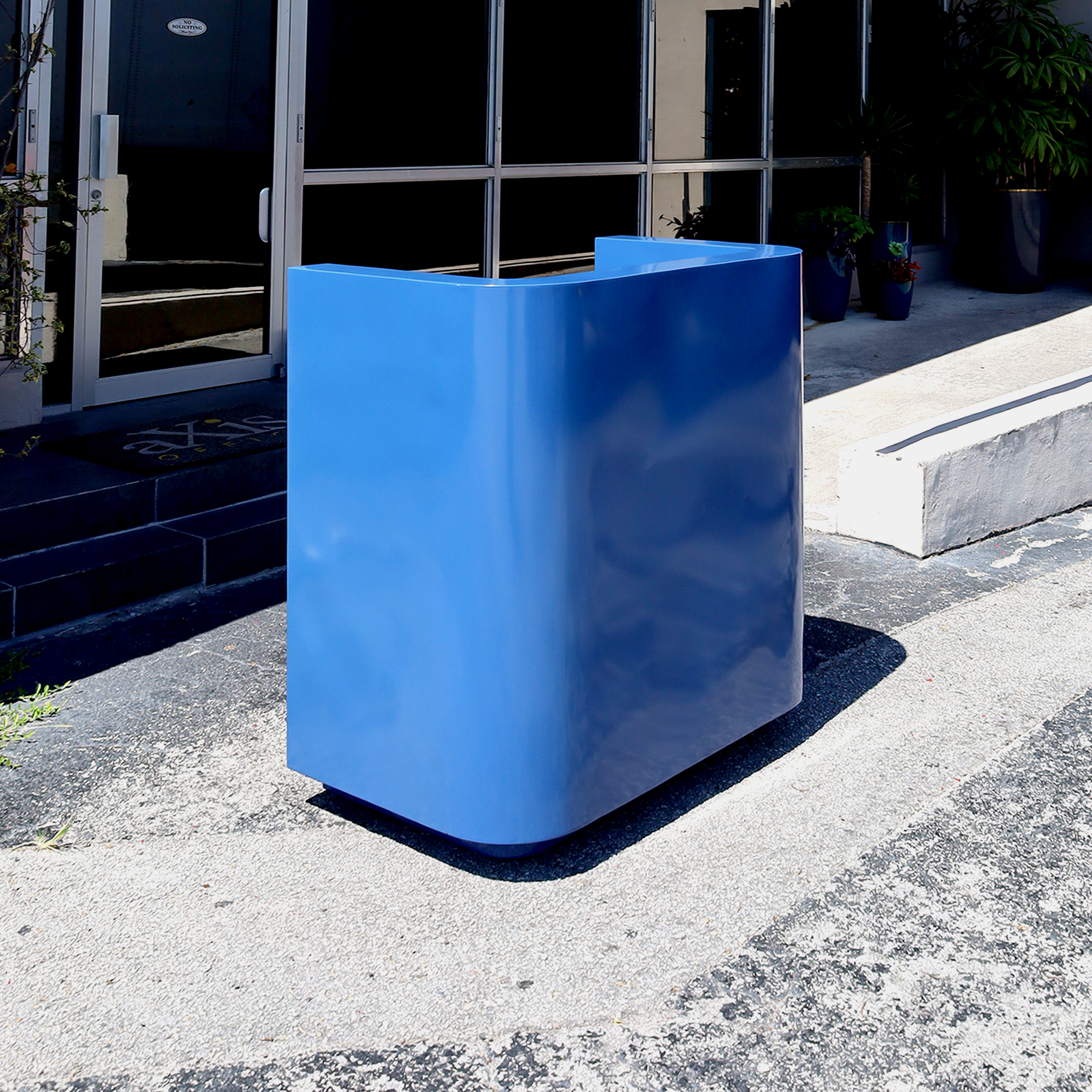 42-inch Valet Podium & Host Desk in Blue Metal Powder-Coated Finish.
