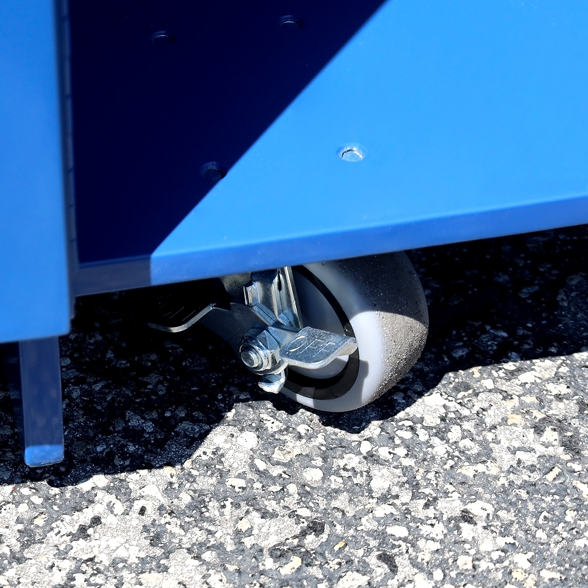 42-inch Valet Podium & Host Desk in Blue Metal Powder-Coated Finish.