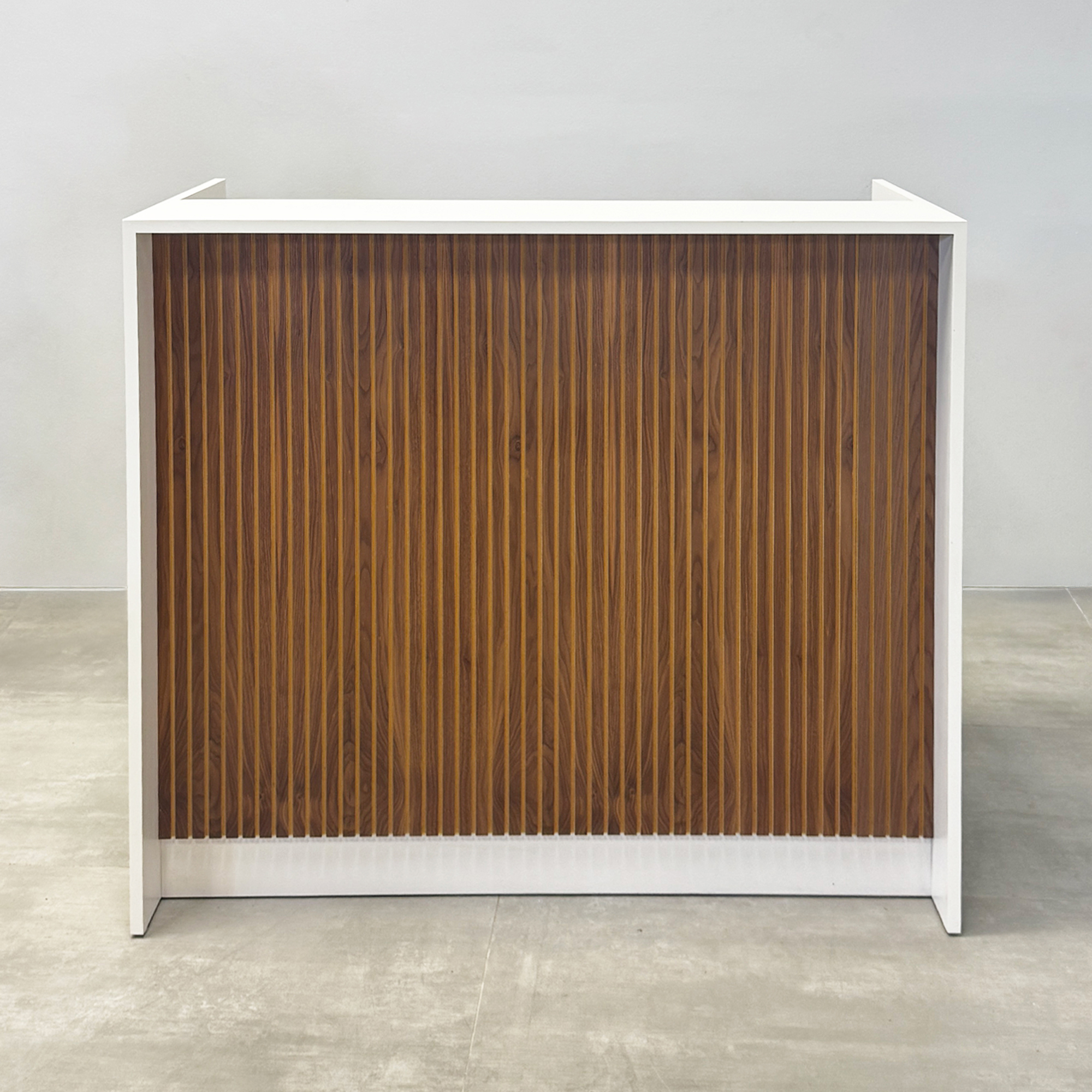 New York U-Shape Podium & Host with Dover Off-White Matte Laminate Desk  - 48 In. - Stock #285