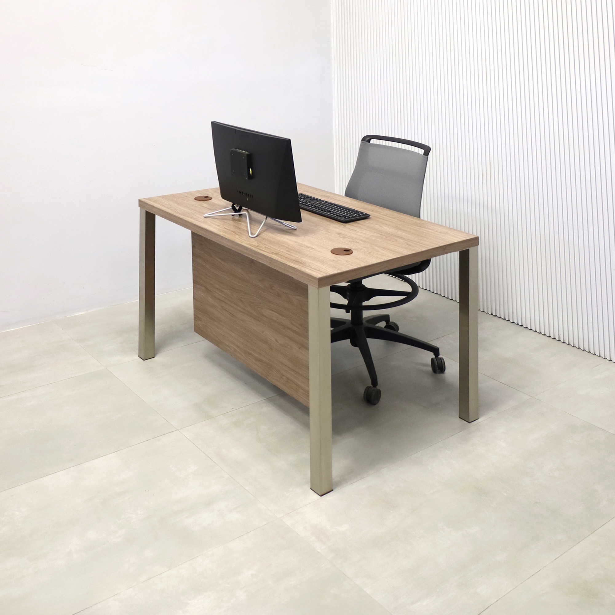 Dallas Straight Executive Desk with Hazel Walnut Matte Laminate  - 48 In. - Stock #74