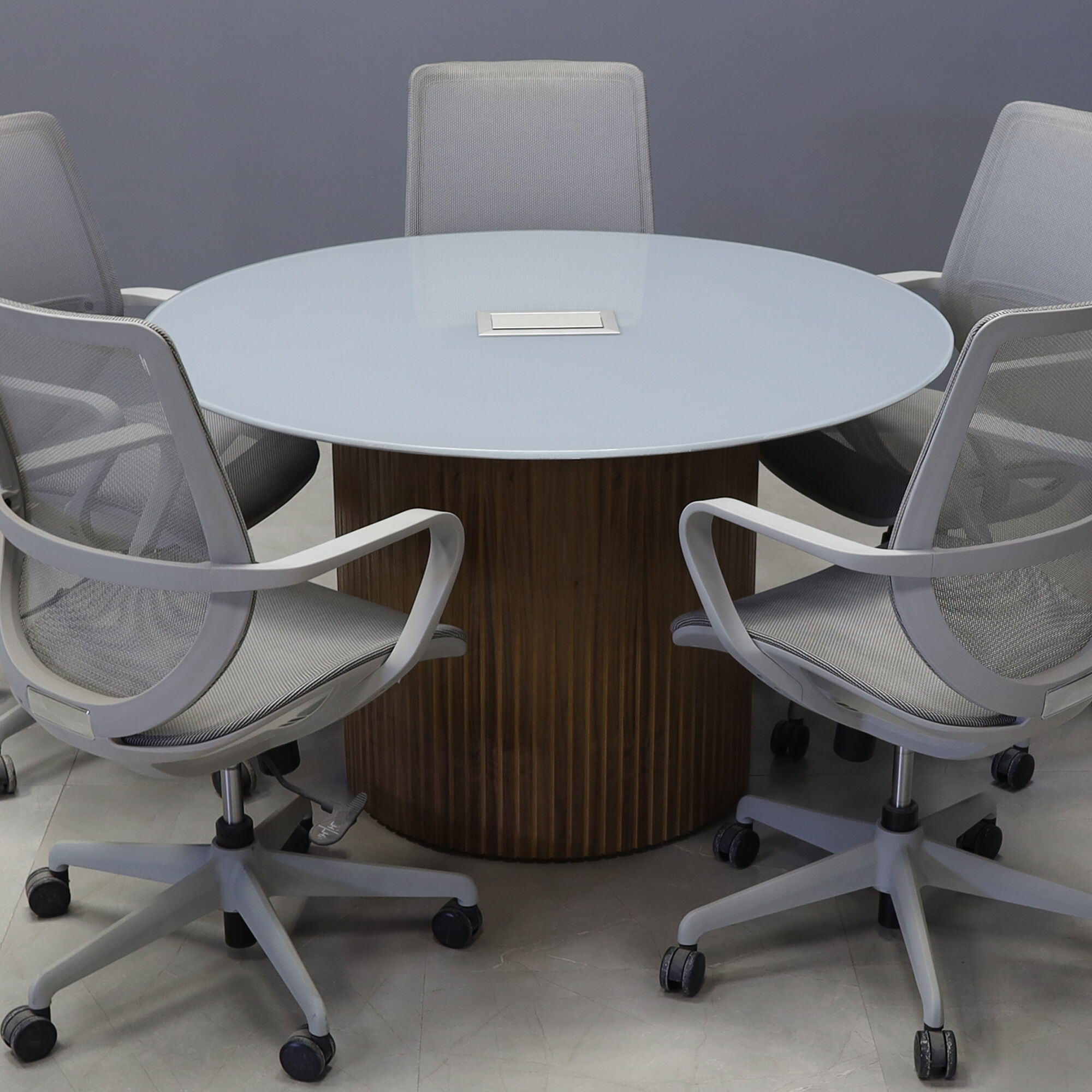 Round glass conference table discount
