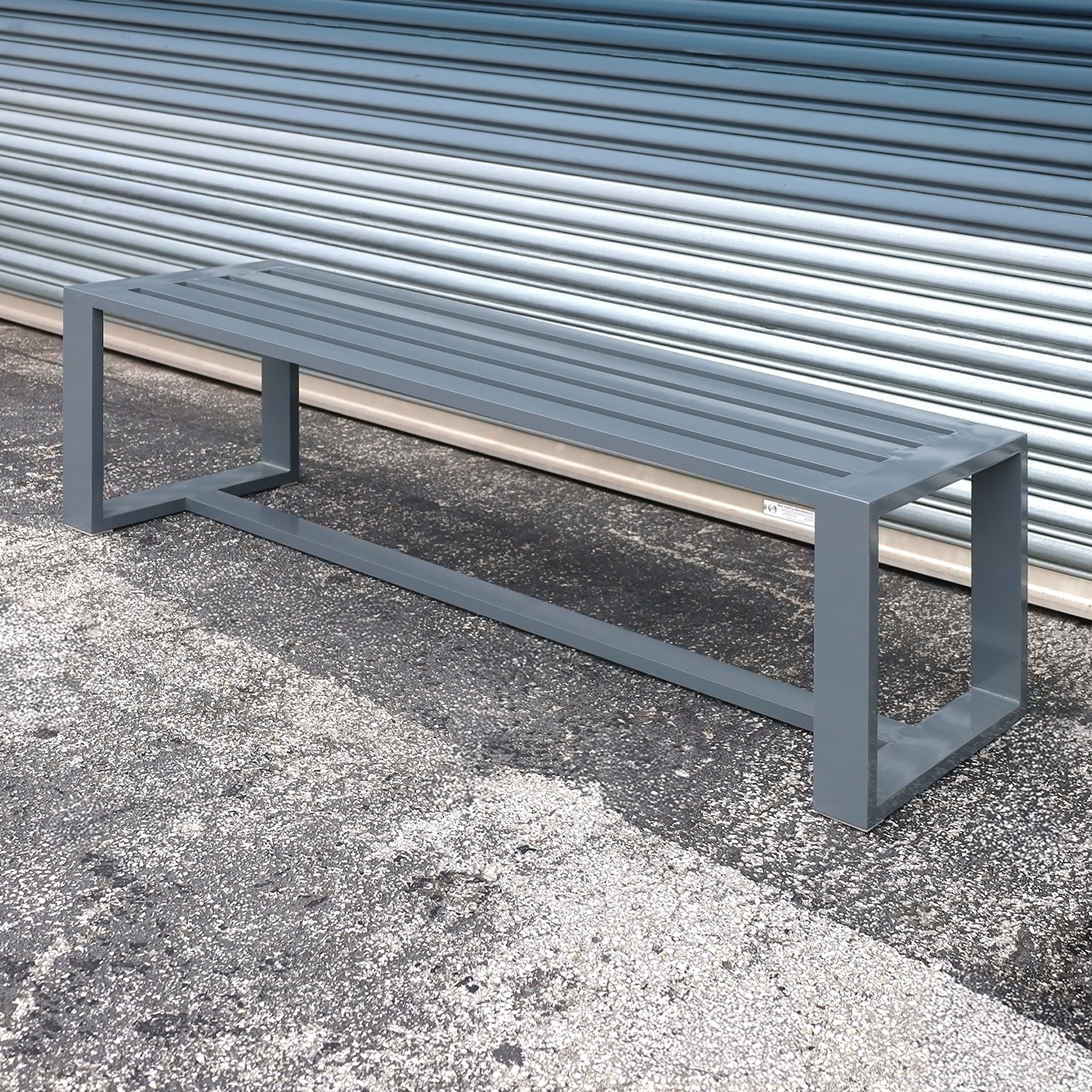 60-inch Custom Bench 101 with Aluminum in RAL 7046 paint frames and U-Shape legs.