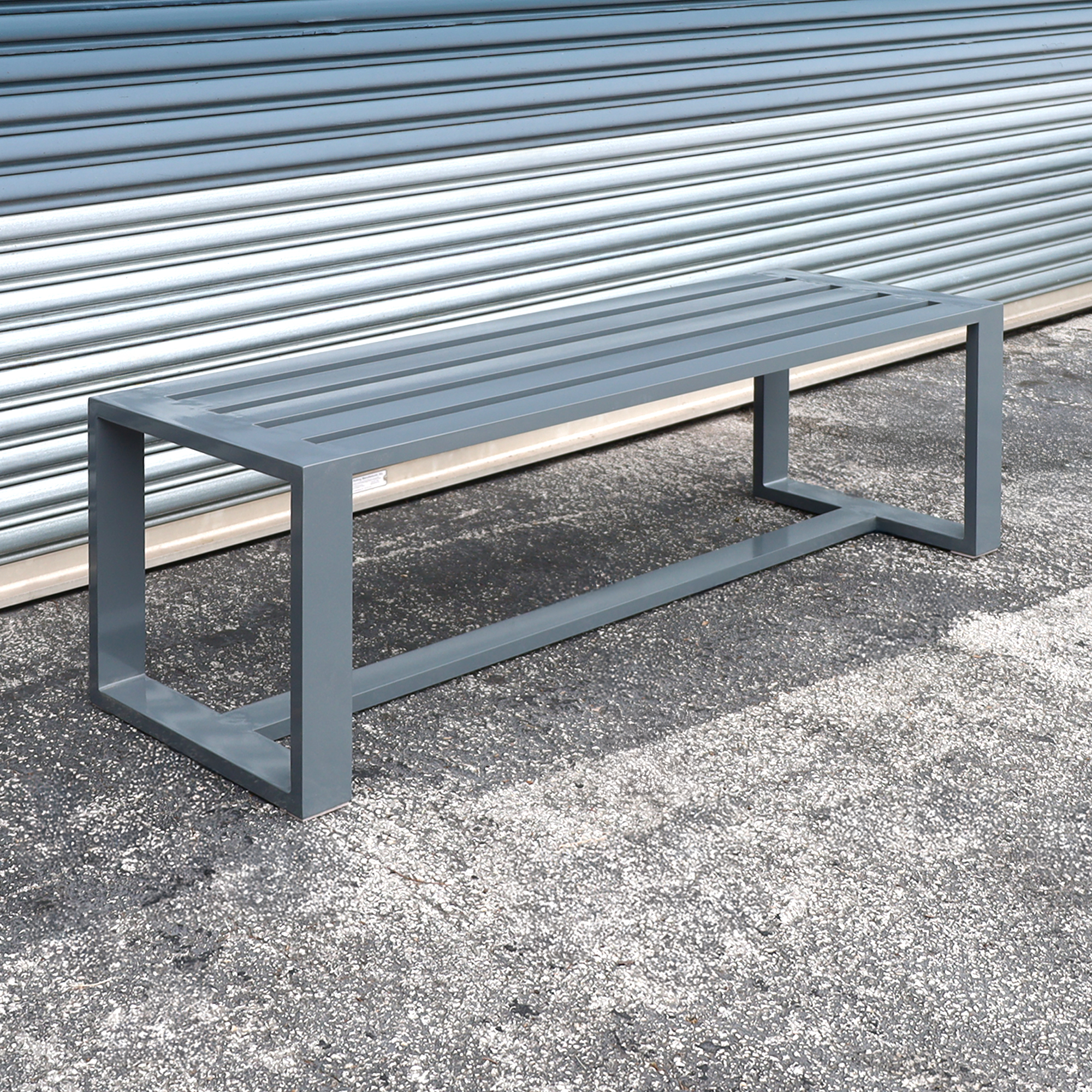 60-inch Custom Bench 101 with Aluminum in RAL 7046 paint frames and U-Shape legs.