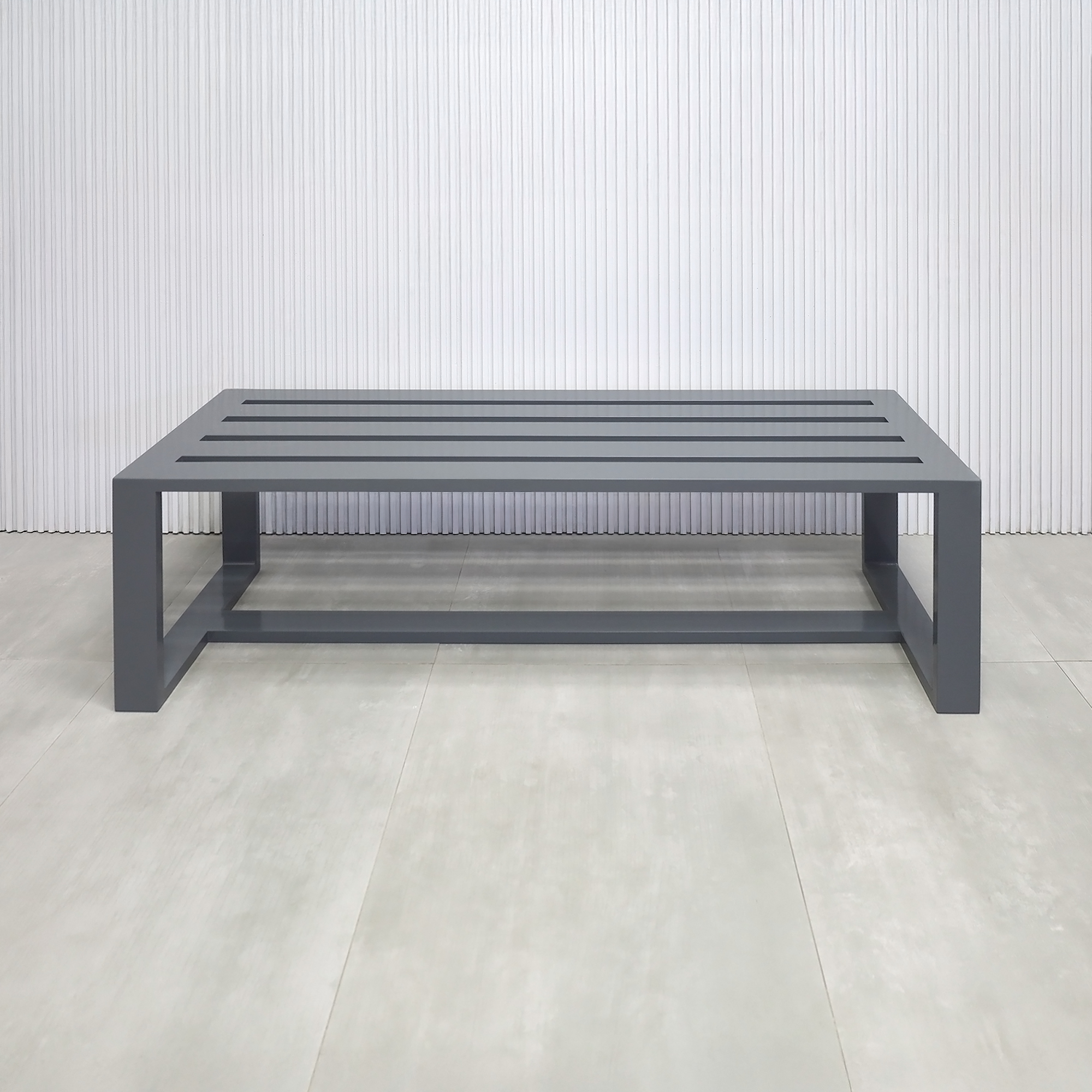 60-inch Custom Bench 101 with Aluminum in RAL 7012 paint frames and U-Shape legs.