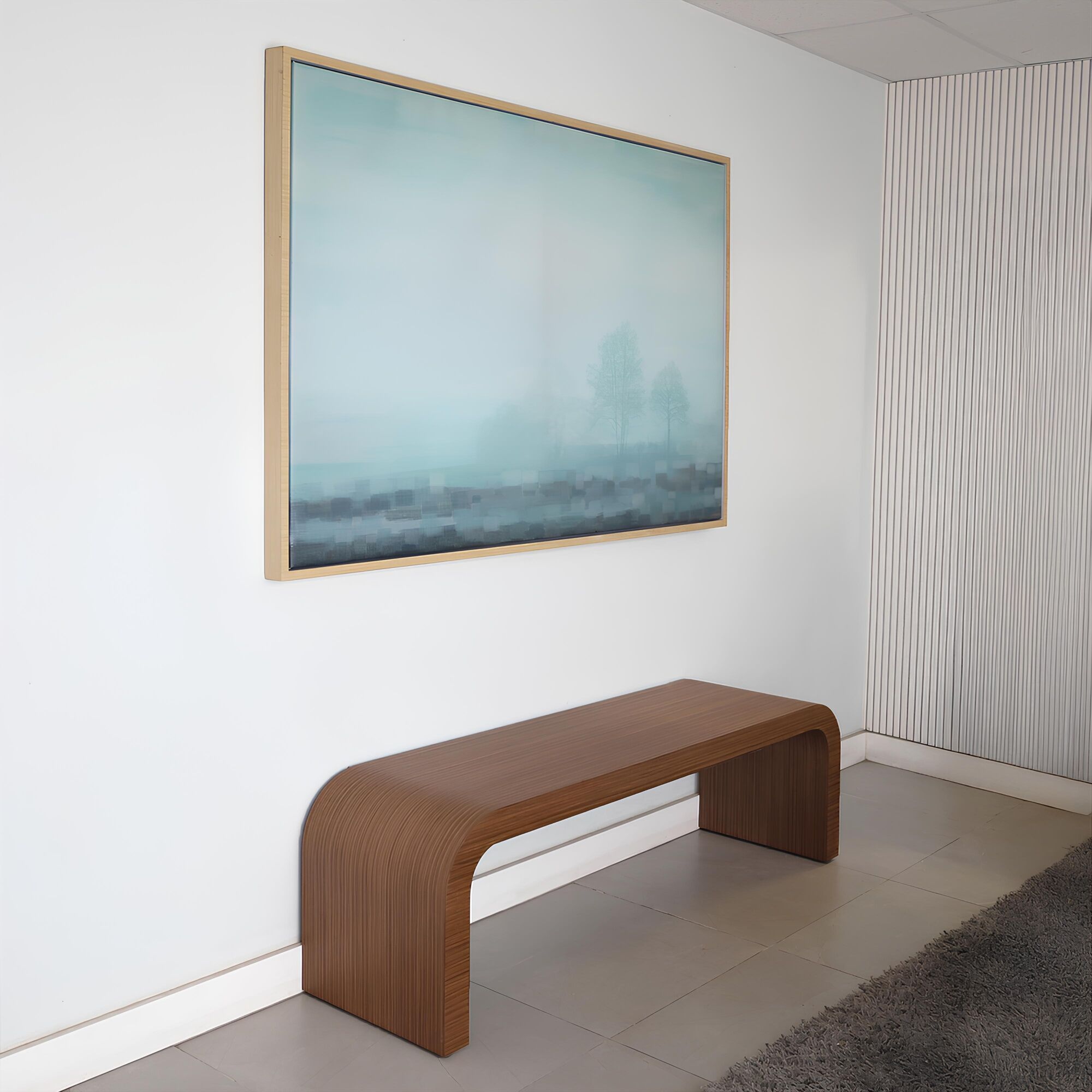 60-inch Milano Custom Bench with Spiced Walnut Veneer top & inside finish.