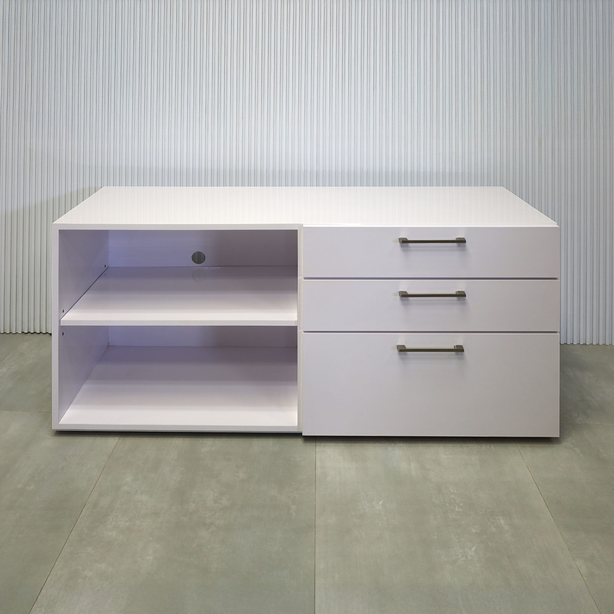 Naples Storage Credenza with White Gloss Laminate Finish - 60 In. - Stock #40