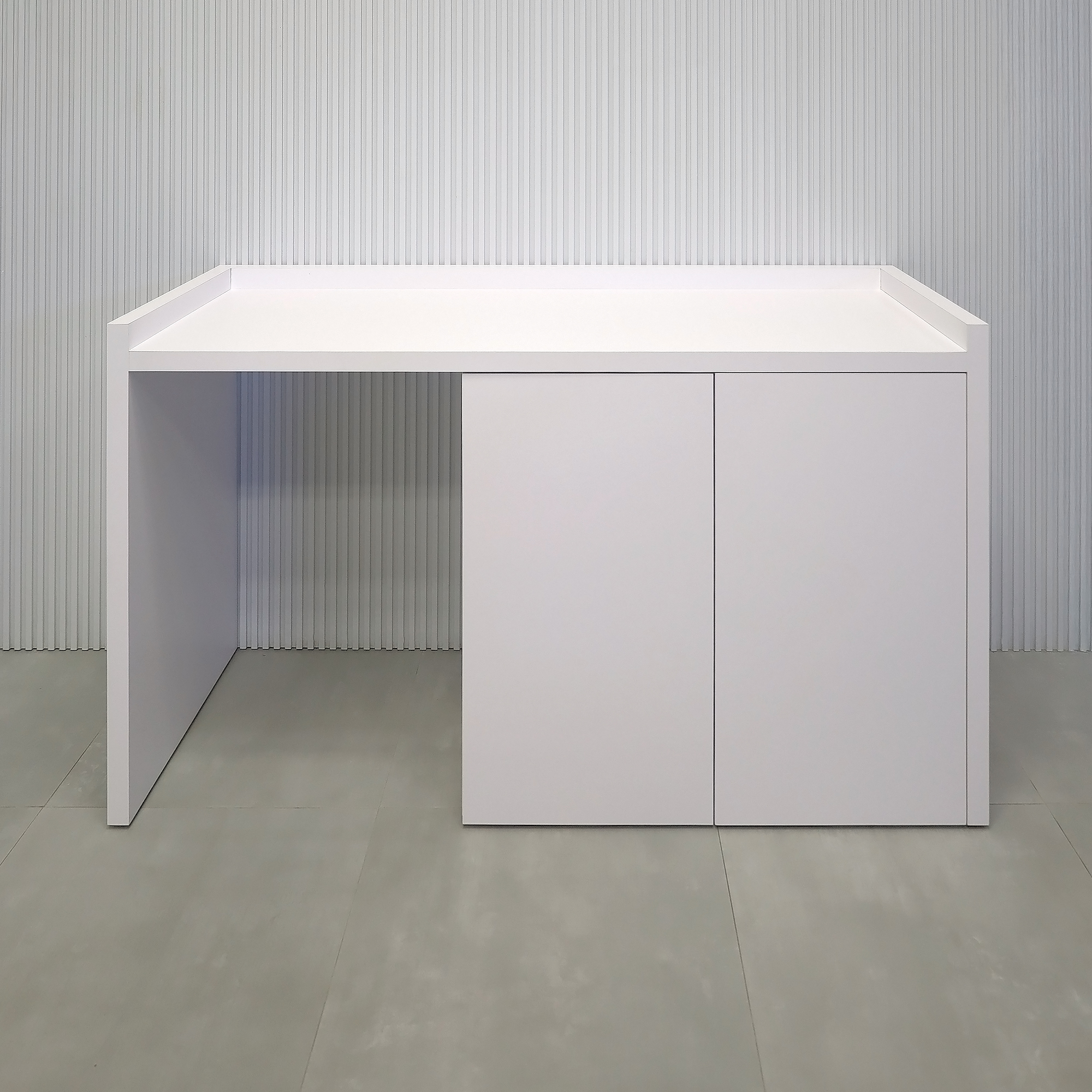 60-inch Avenue Beverage Station in White Matte laminate finish.