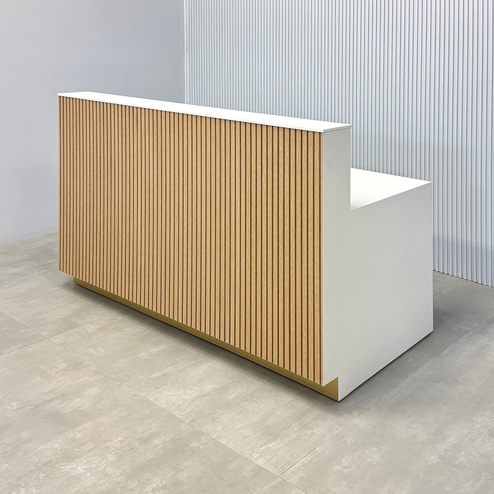 Dallas Straight Reception Desk with White Oak Tambour Desk - 60 In. - Stock #317