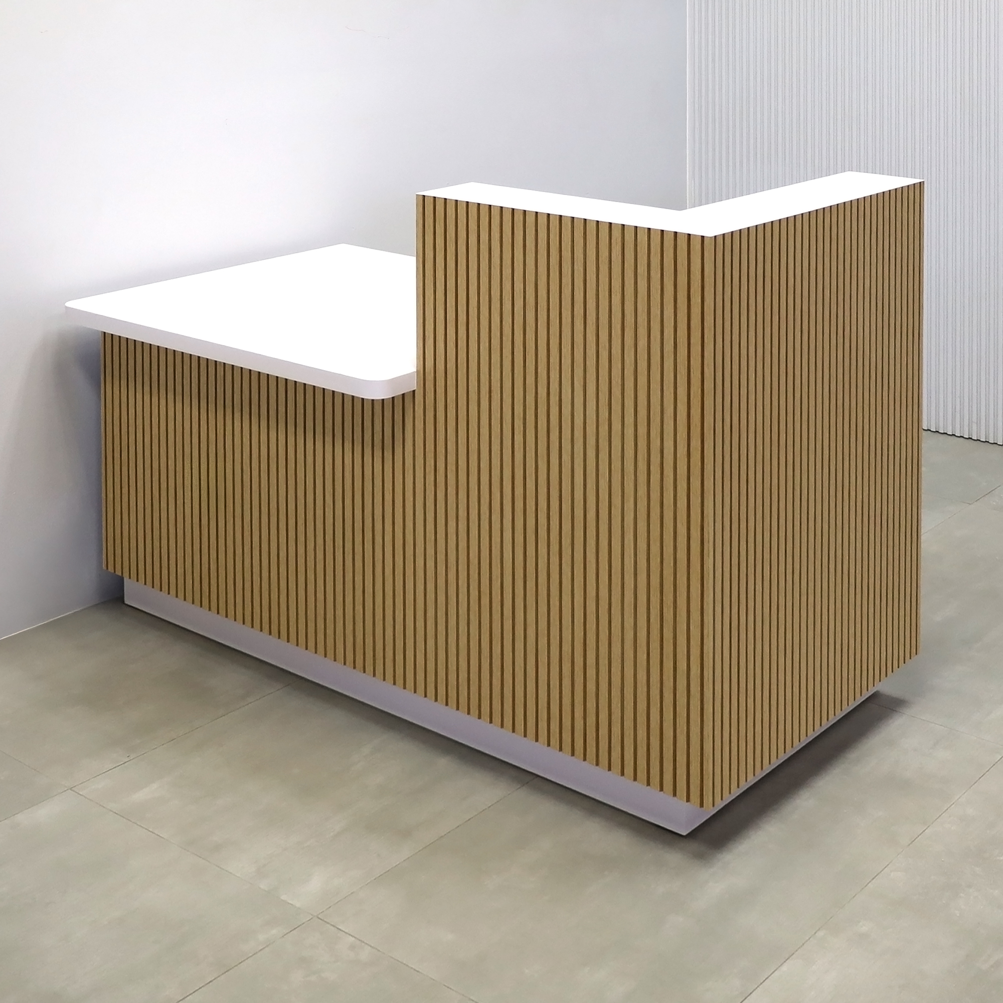 Dallas ADA Counter Reception Desk with White Oak Tambour Desk - 60 In. - Stock #336