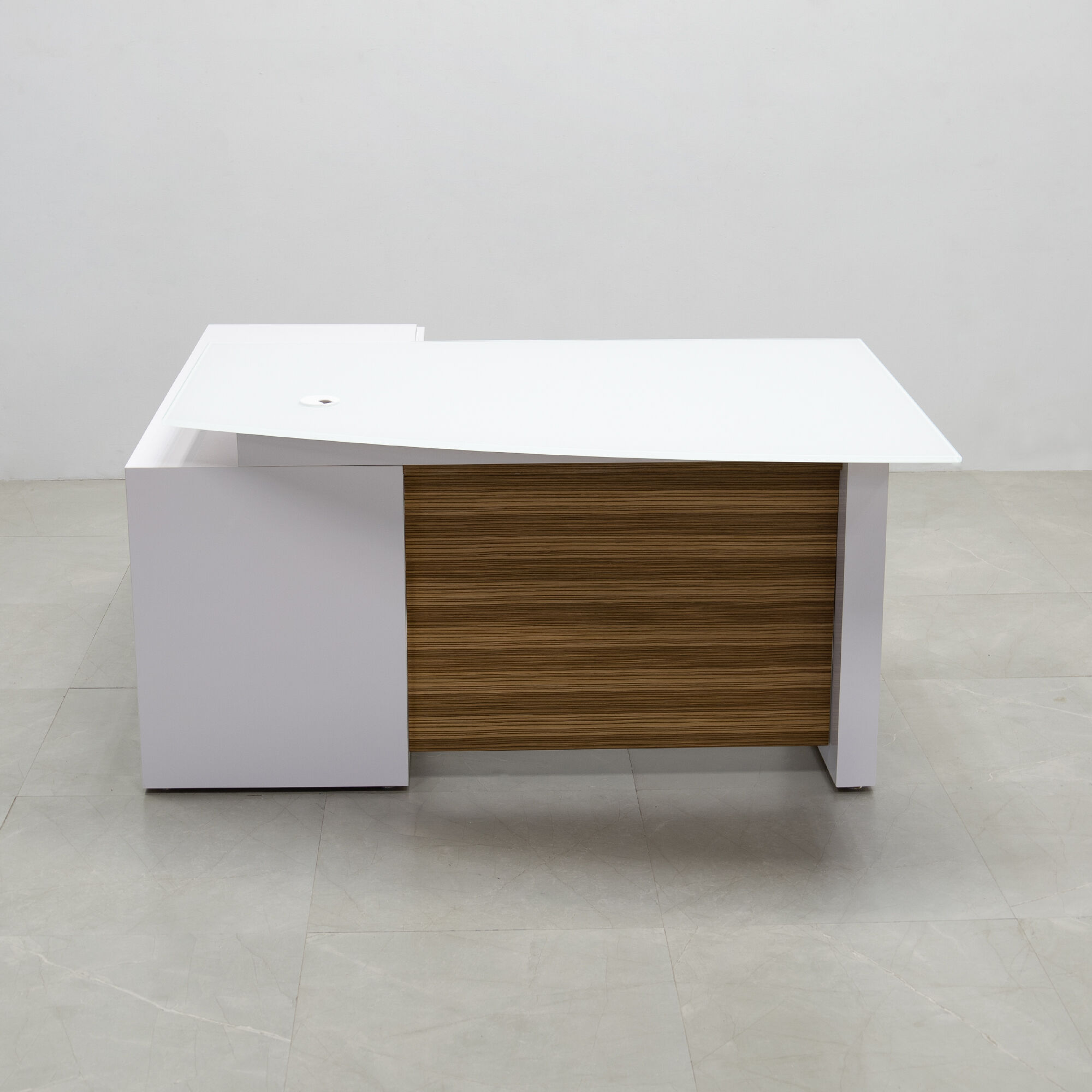 60-inch Avenue Curved Executive Desk with credenza on the right side when sitting, with 1/2