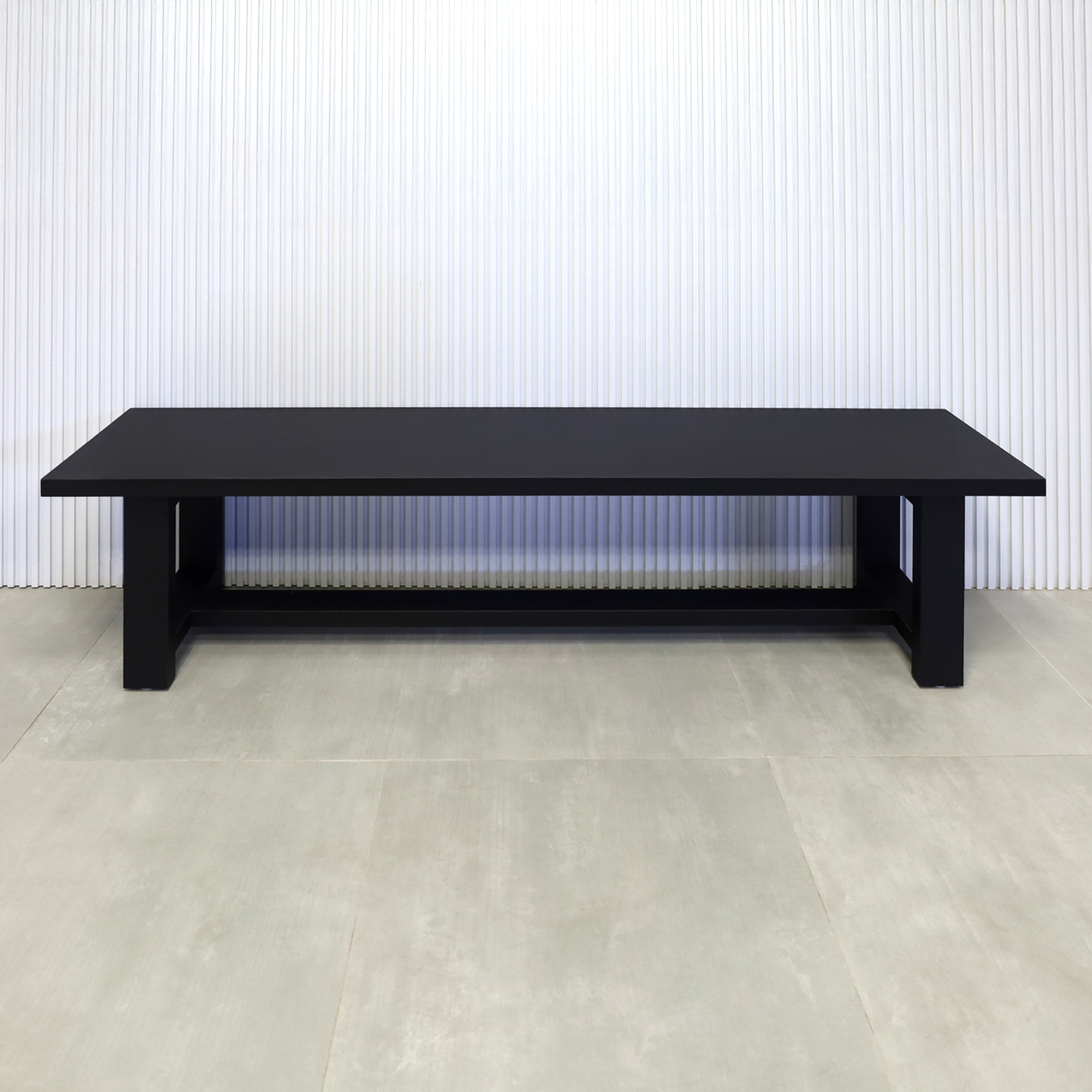 68-inch Charlotte Custom Bench in black traceless laminate seat and black traceless laminate base.