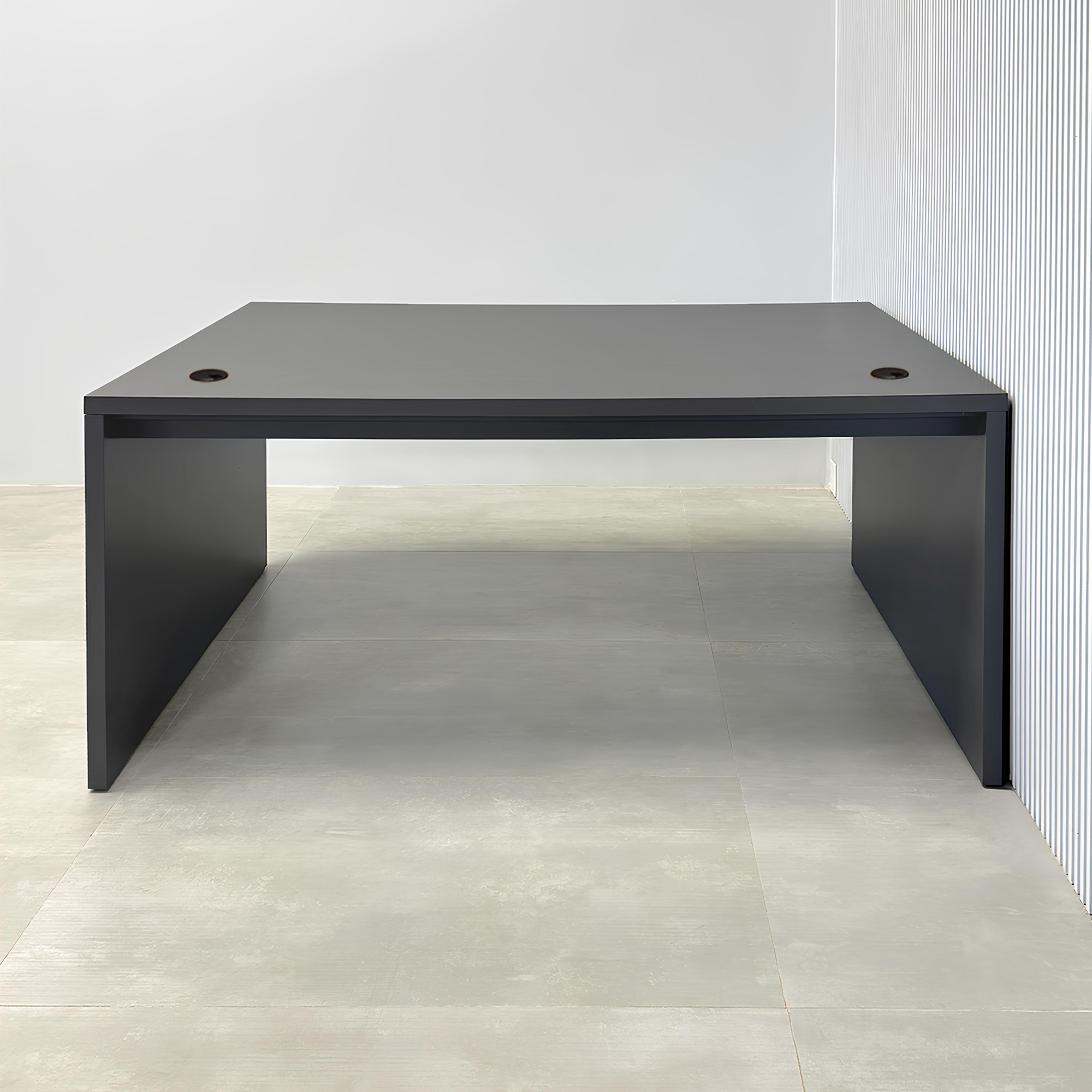 70-inch aXis Custom Workstation in storm gray matte laminate top and storm gray matte laminate base & body.
