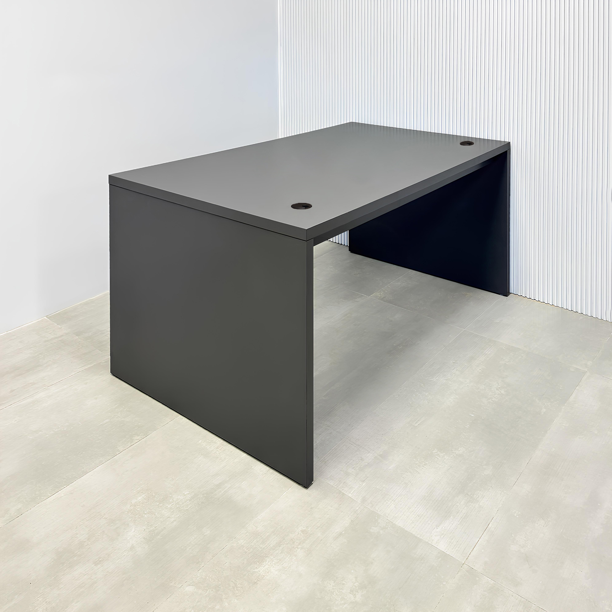 70-inch aXis Custom Workstation in storm gray matte laminate top and storm gray matte laminate base & body.