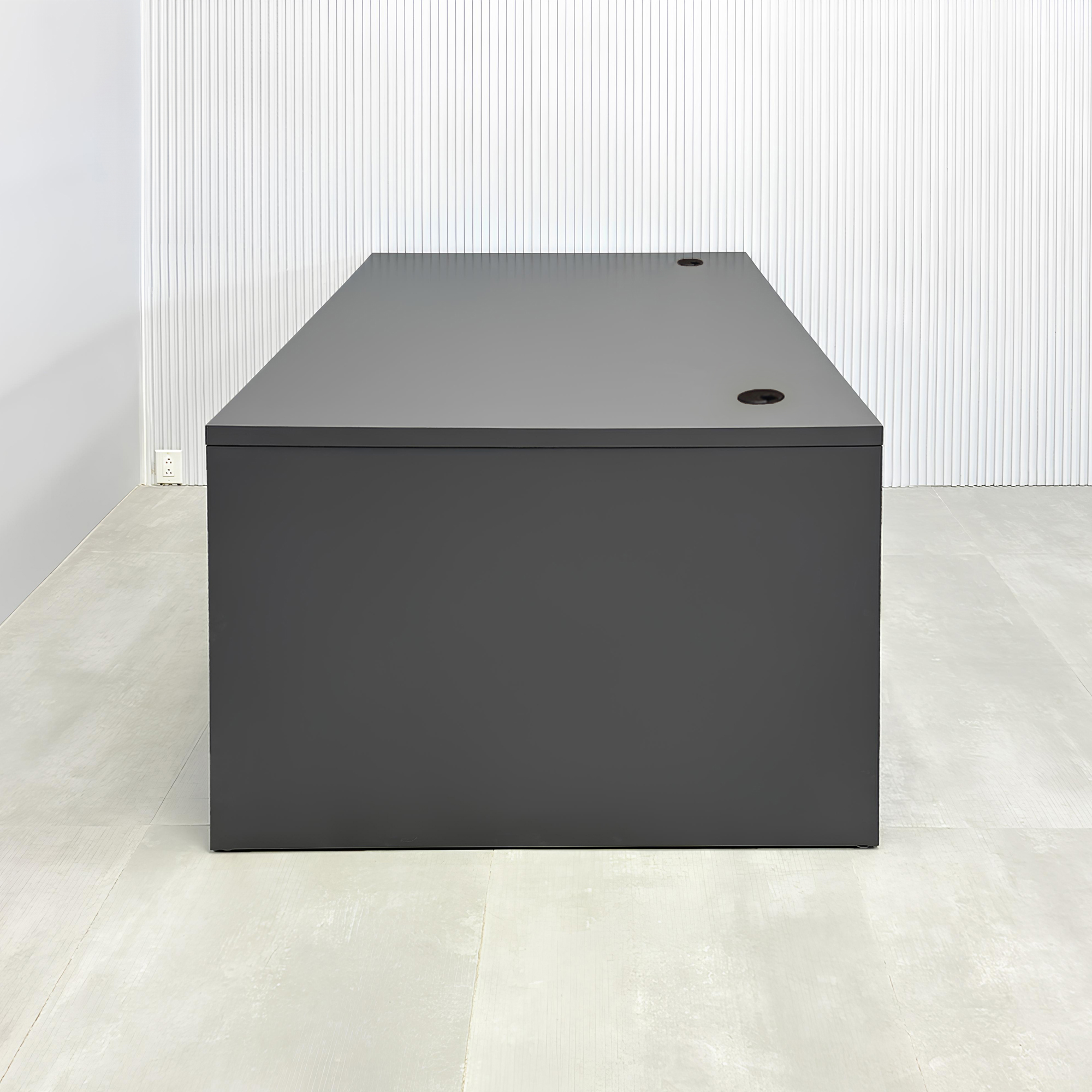 70-inch aXis Custom Workstation in storm gray matte laminate top and storm gray matte laminate base & body.