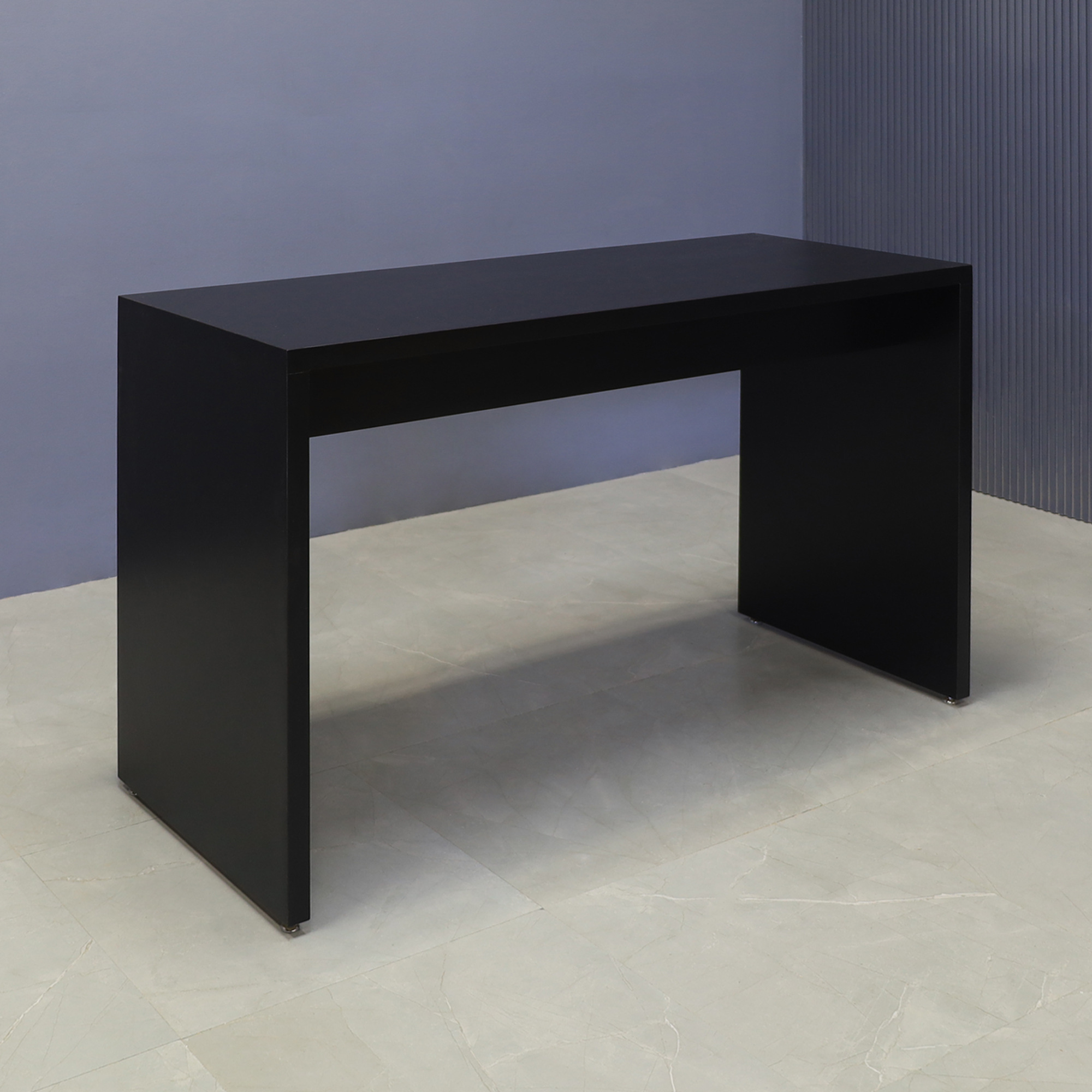 72-inch width x 36-inch height, Ashville Laminate Collaboration Table in black matte laminate, shown here.