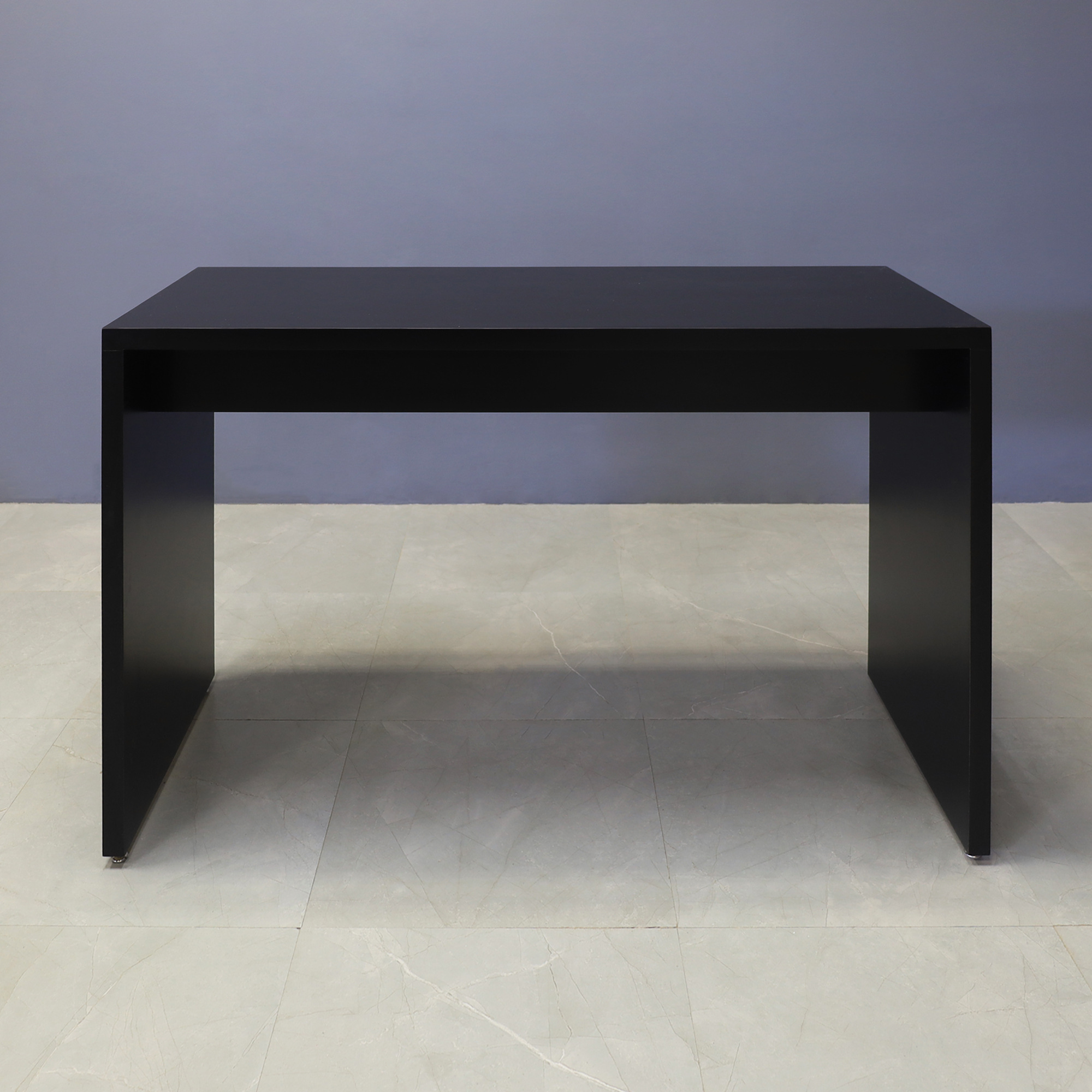72-inch width x 36-inch height, Ashville Laminate Collaboration Table in black matte laminate, shown here.