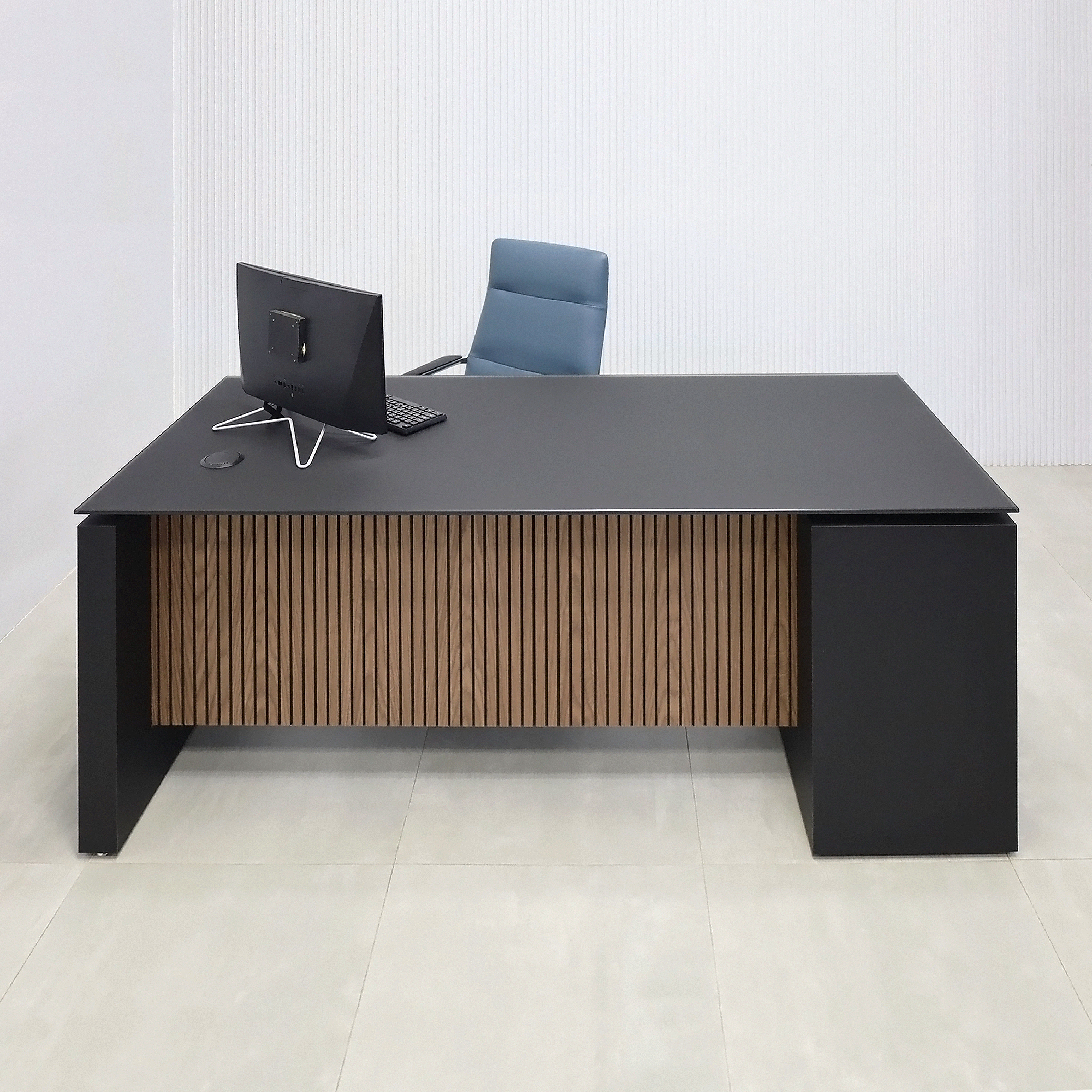Denver Straight Executive Desk in Black Traceless Laminate - 72 In. - Stock #33