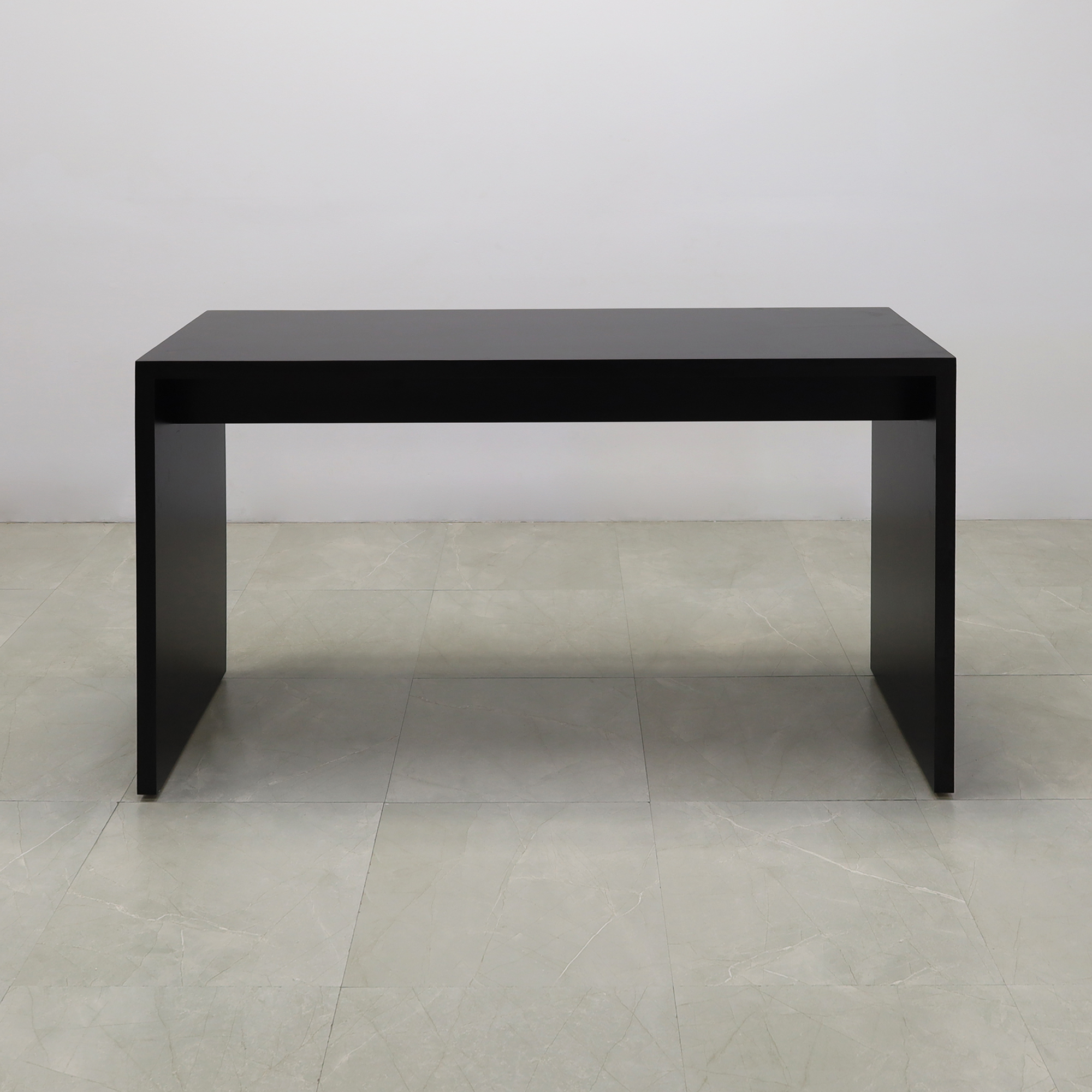 Ahville Laminate Bar Table in black traceless laminate finish shown here.
