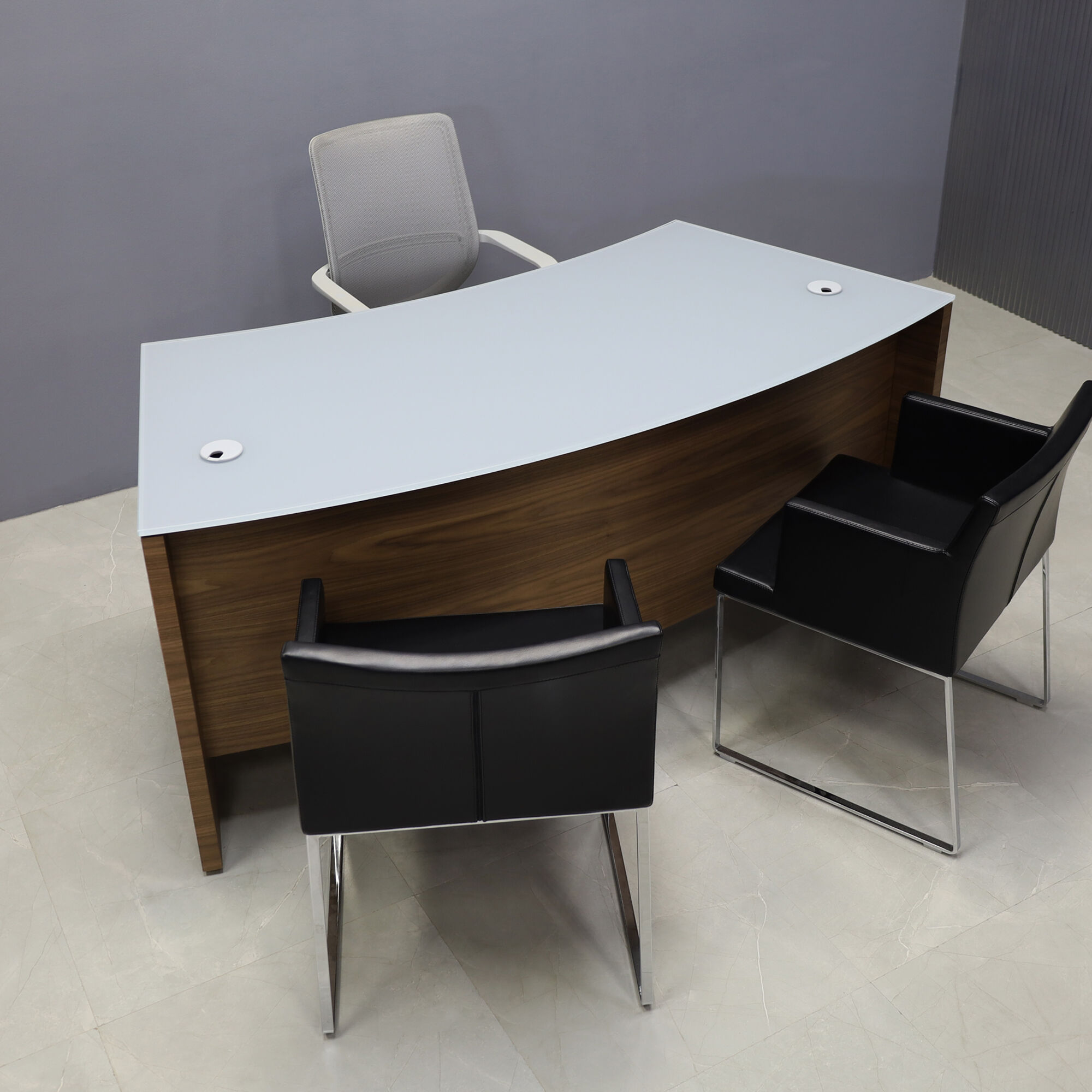 72-inch Seattle Curved Executive Desk with 1/2